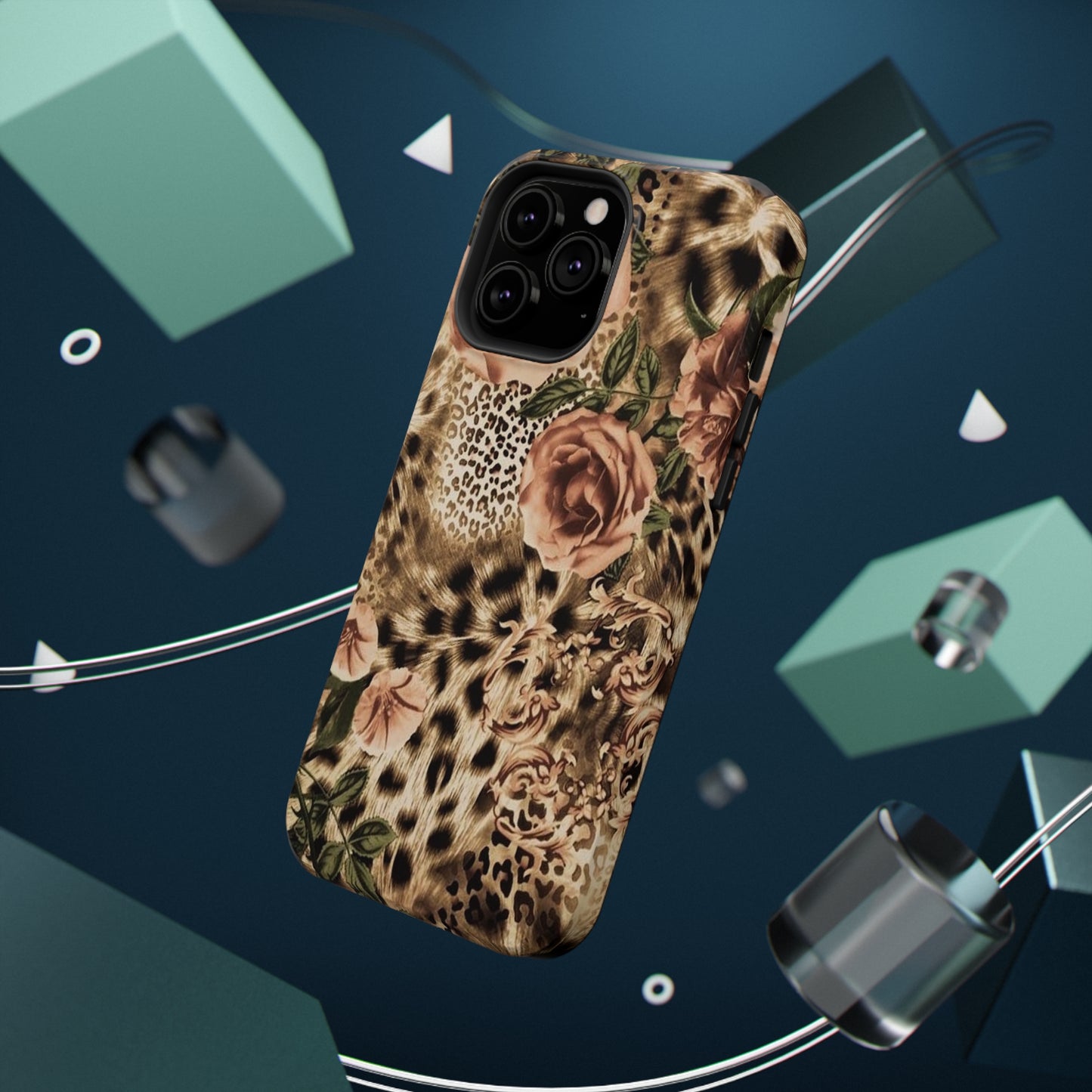 Leopard Rose Print Impact-Resistant Cases
