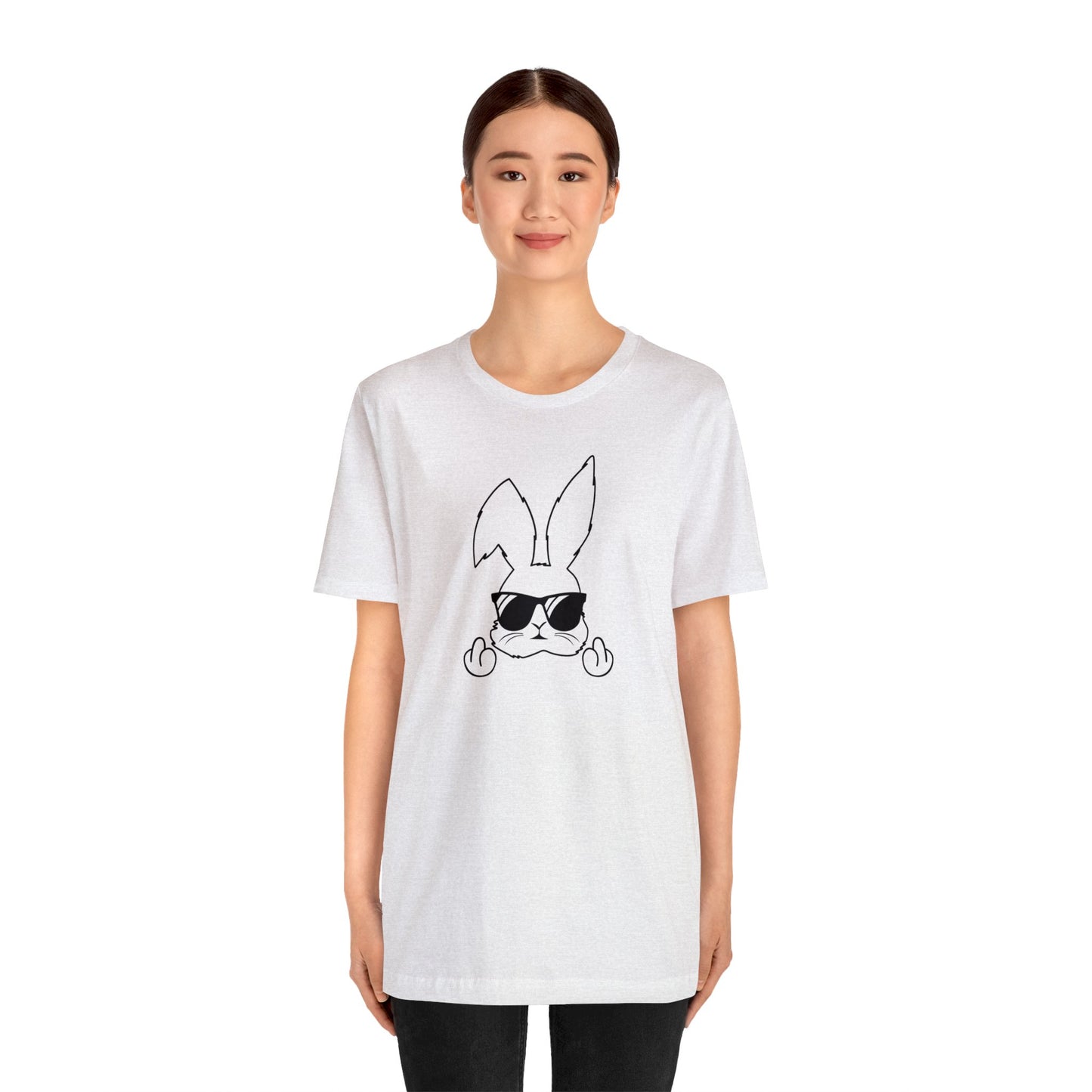 Flipping Bunny Print Jersey Short Sleeve Tee