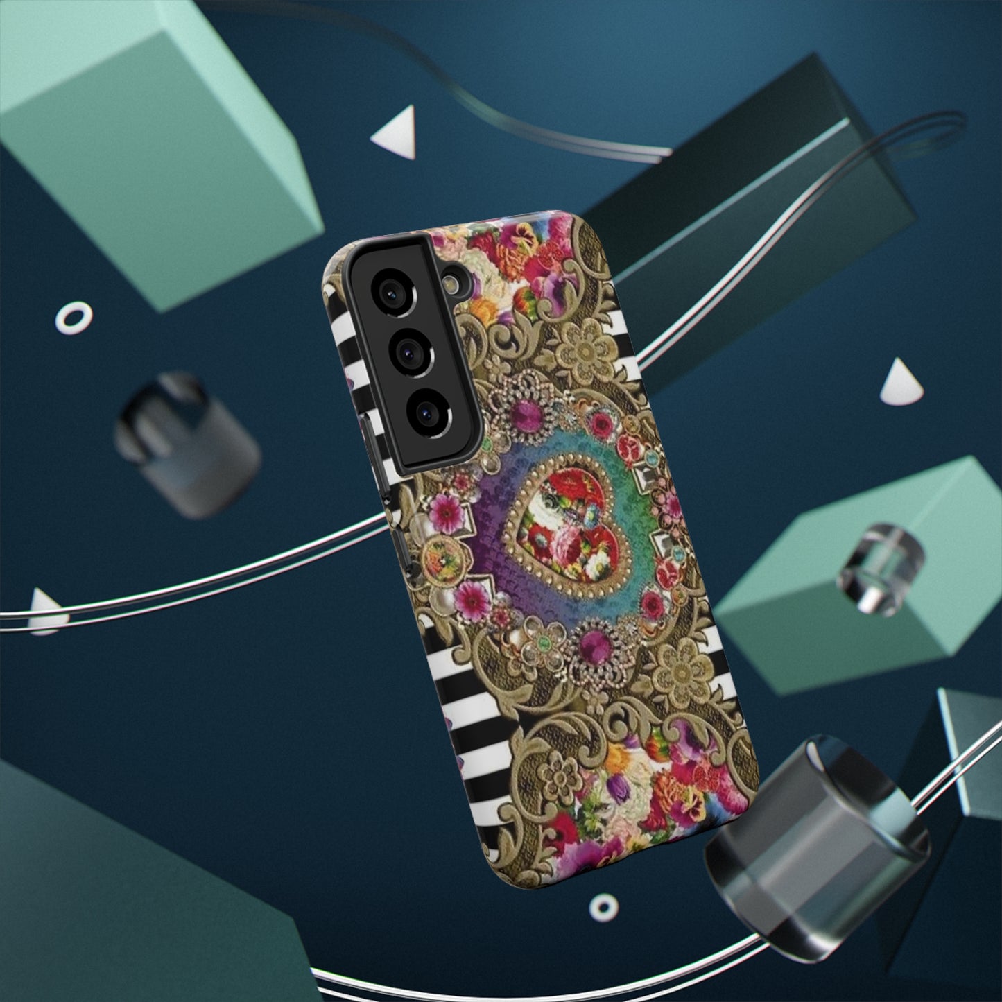 Jewel Heart Print Impact-Resistant Cases
