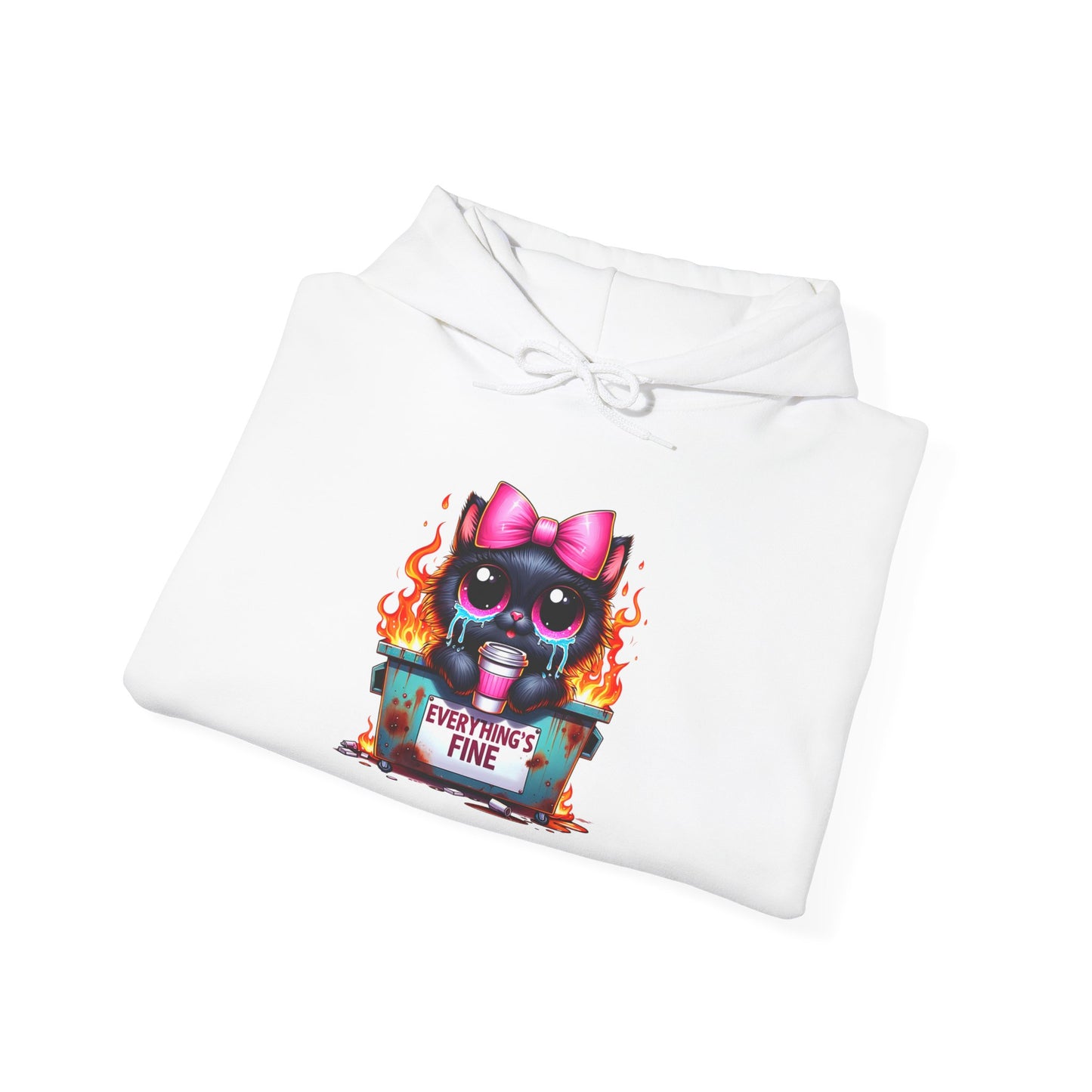 Flaming Kitty Hoodie - Everything’s Fine Unisex Sweatshirt