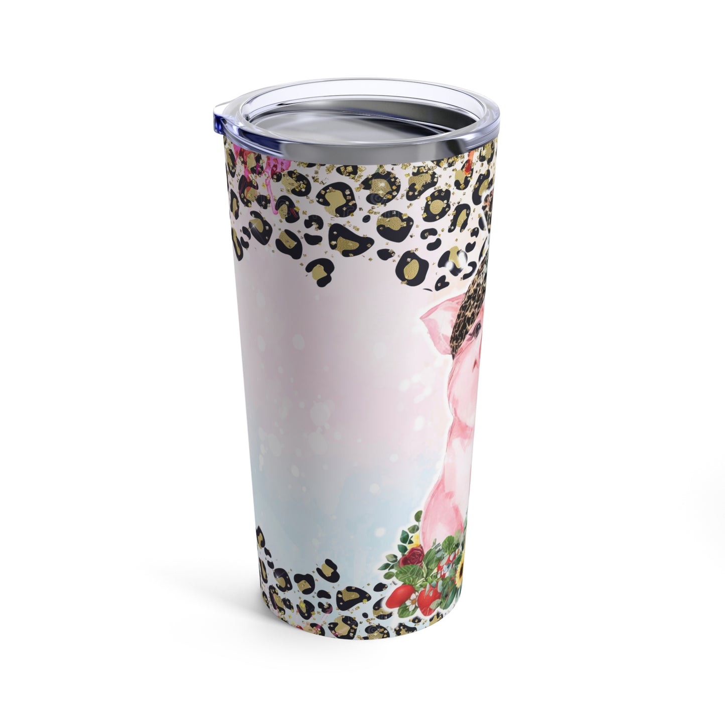 Flower Piglet Skinny Steel Tumbler with Straw, 20oz