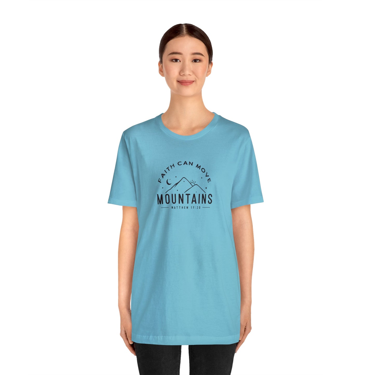 Faith Can Move Mountains Print Jersey Short Sleeve Tee