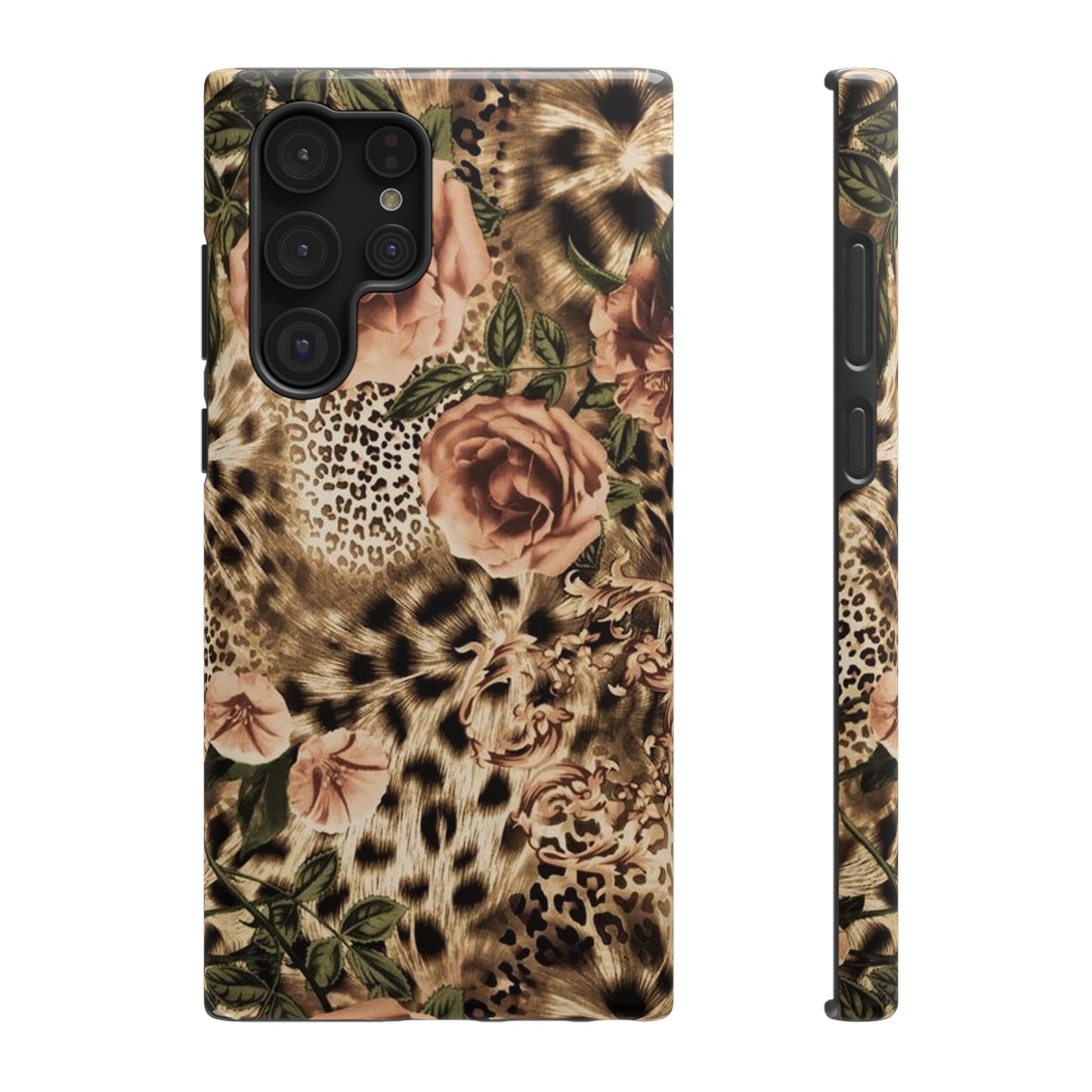 Leopard Rose Print Impact-Resistant Cases