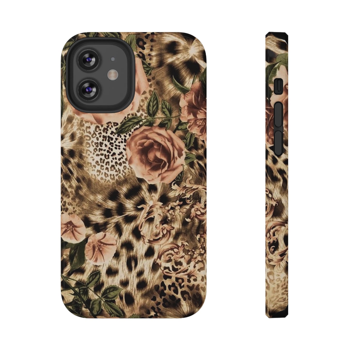 Leopard Rose Print Impact-Resistant Cases