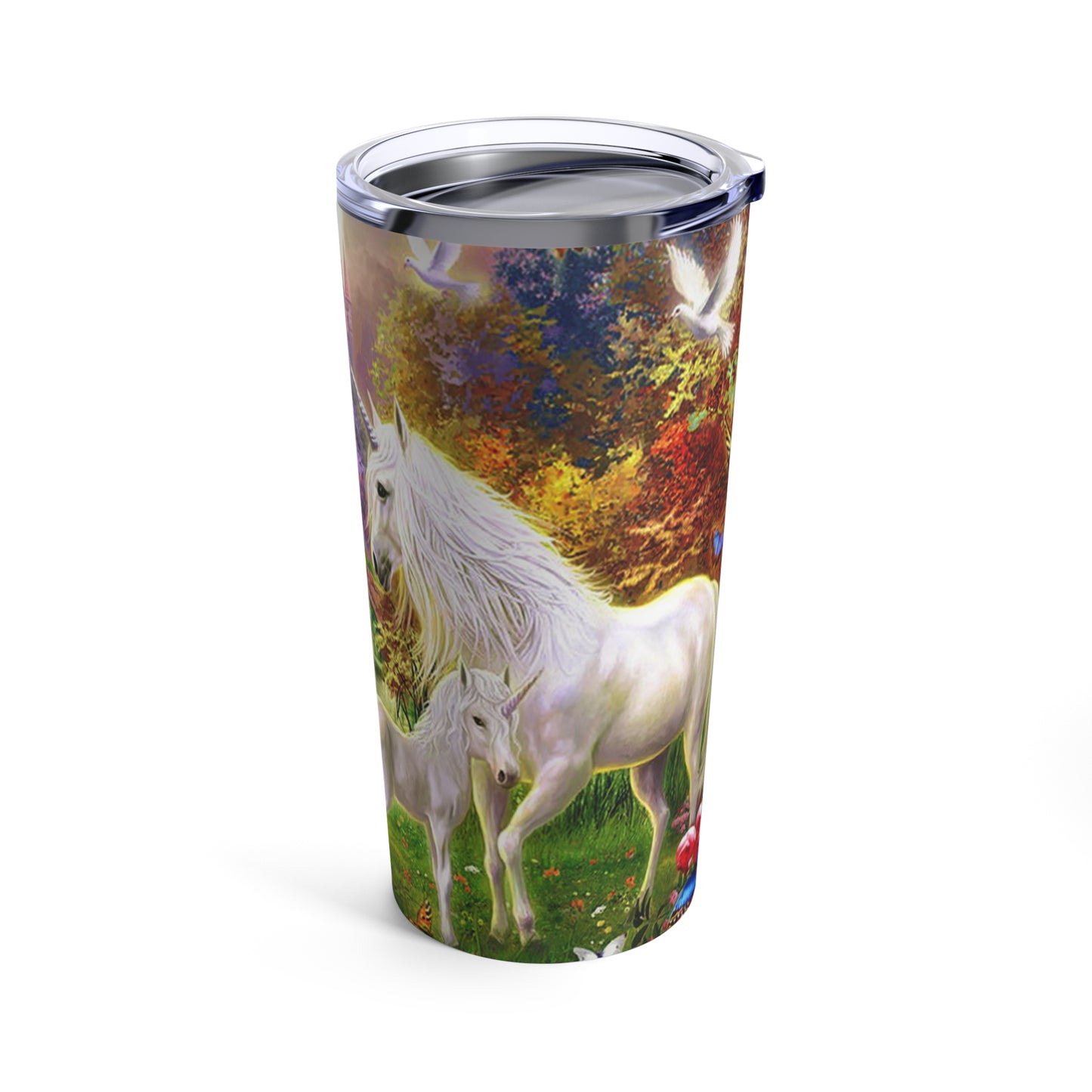 Mystical Unicorn Skinny Steel Tumbler with Straw, 20oz