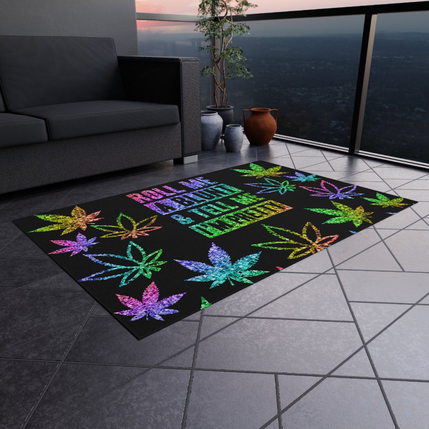 Roll Me One Print Outdoor Rug