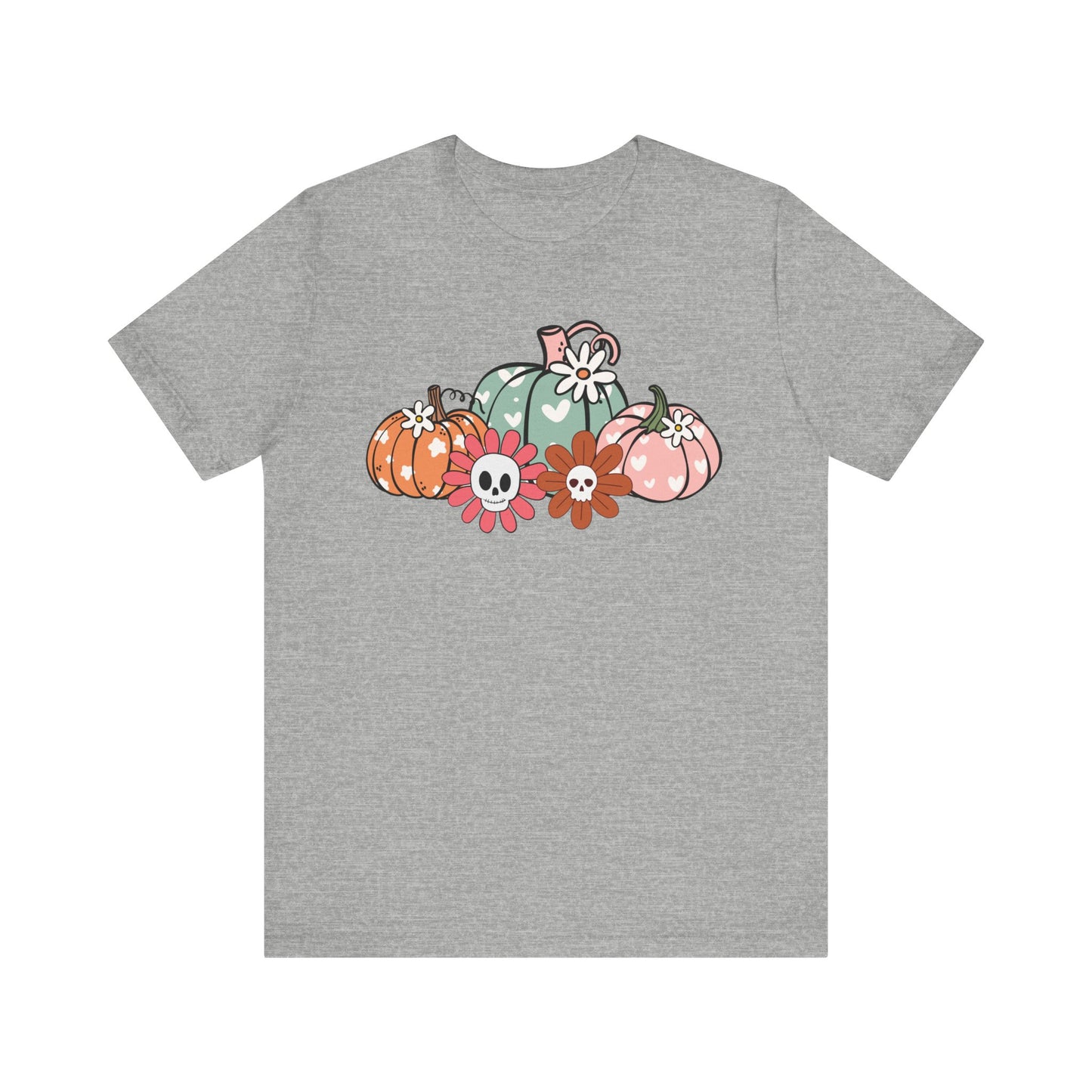 Pumpkins and Skull Flowers T-Shirt