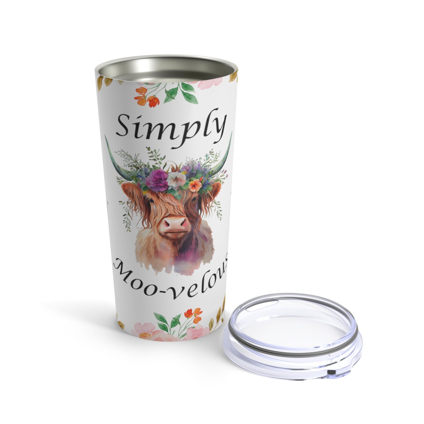 Simply Moo-Velous Print, Multi Colored Sunflower Print, Skinny Steel Tumbler with Straw, 20oz