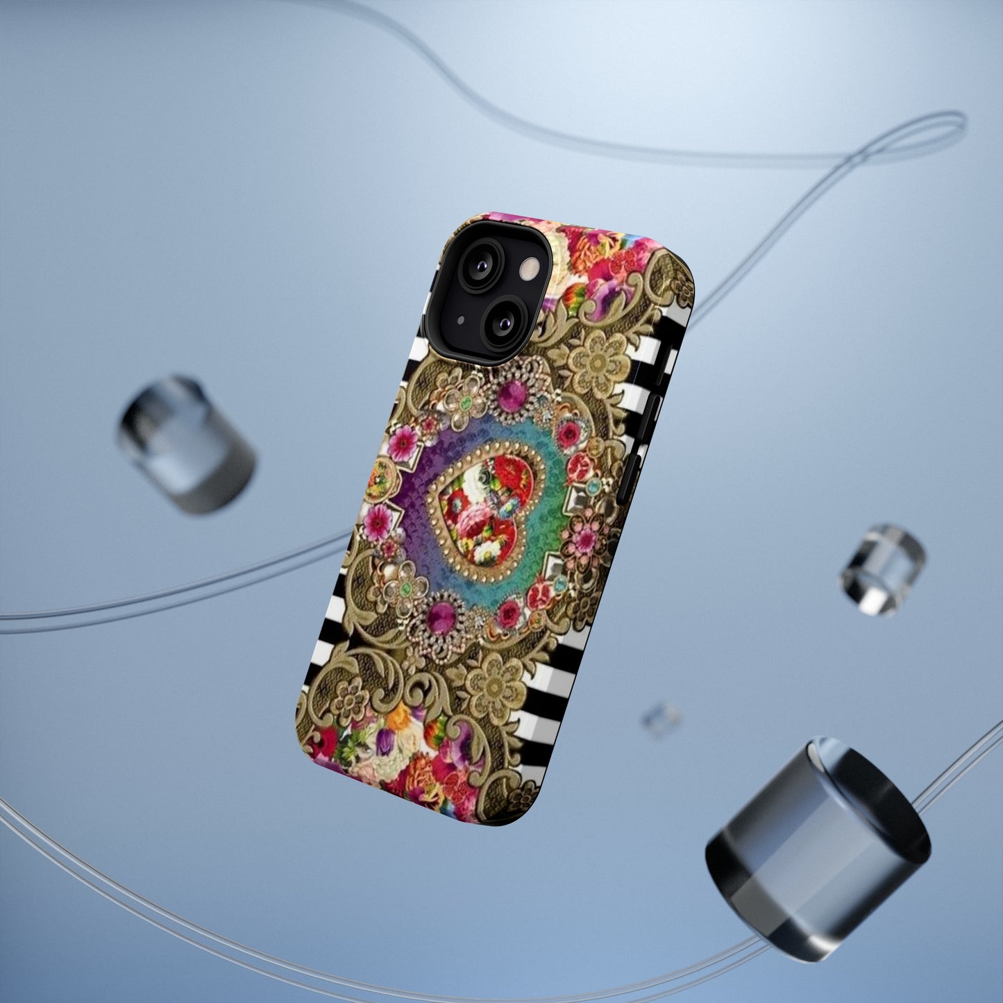 Jewel Heart Print Impact-Resistant Cases