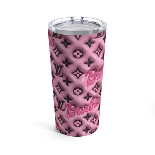Pink Barbie Print, Skinny Steel Tumbler with Straw, 20oz