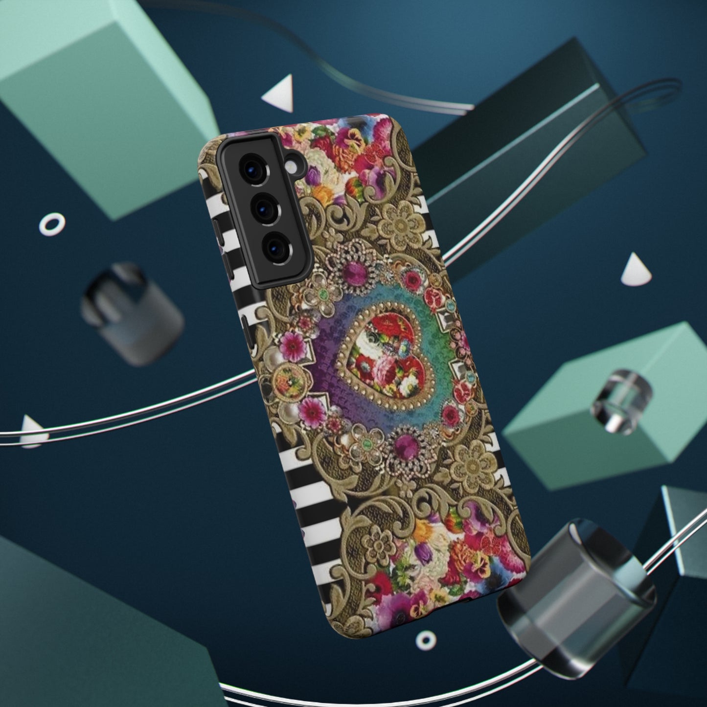 Jewel Heart Print Impact-Resistant Cases