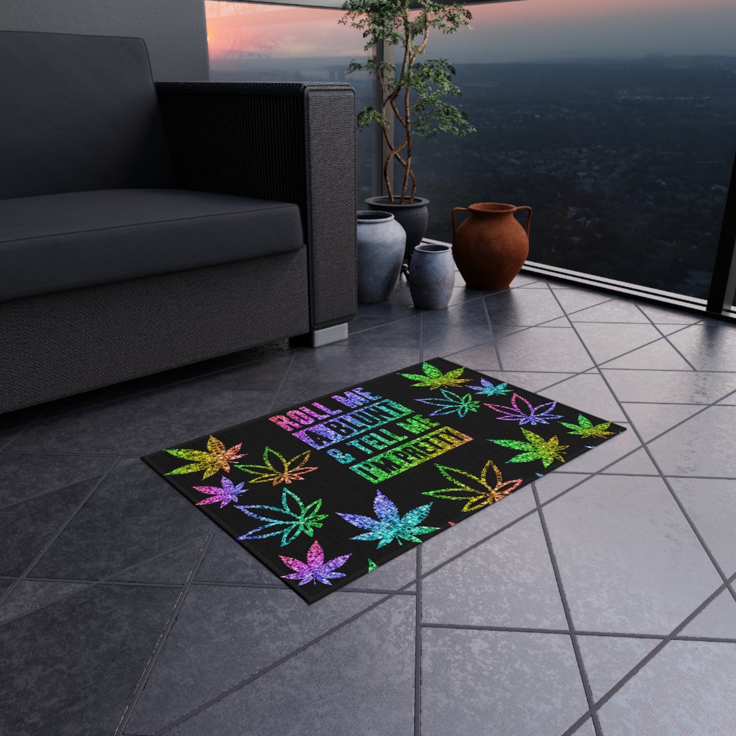 Roll Me One Print Outdoor Rug