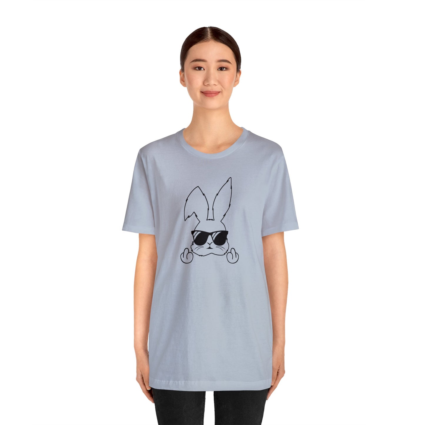 Flipping Bunny Print Jersey Short Sleeve Tee
