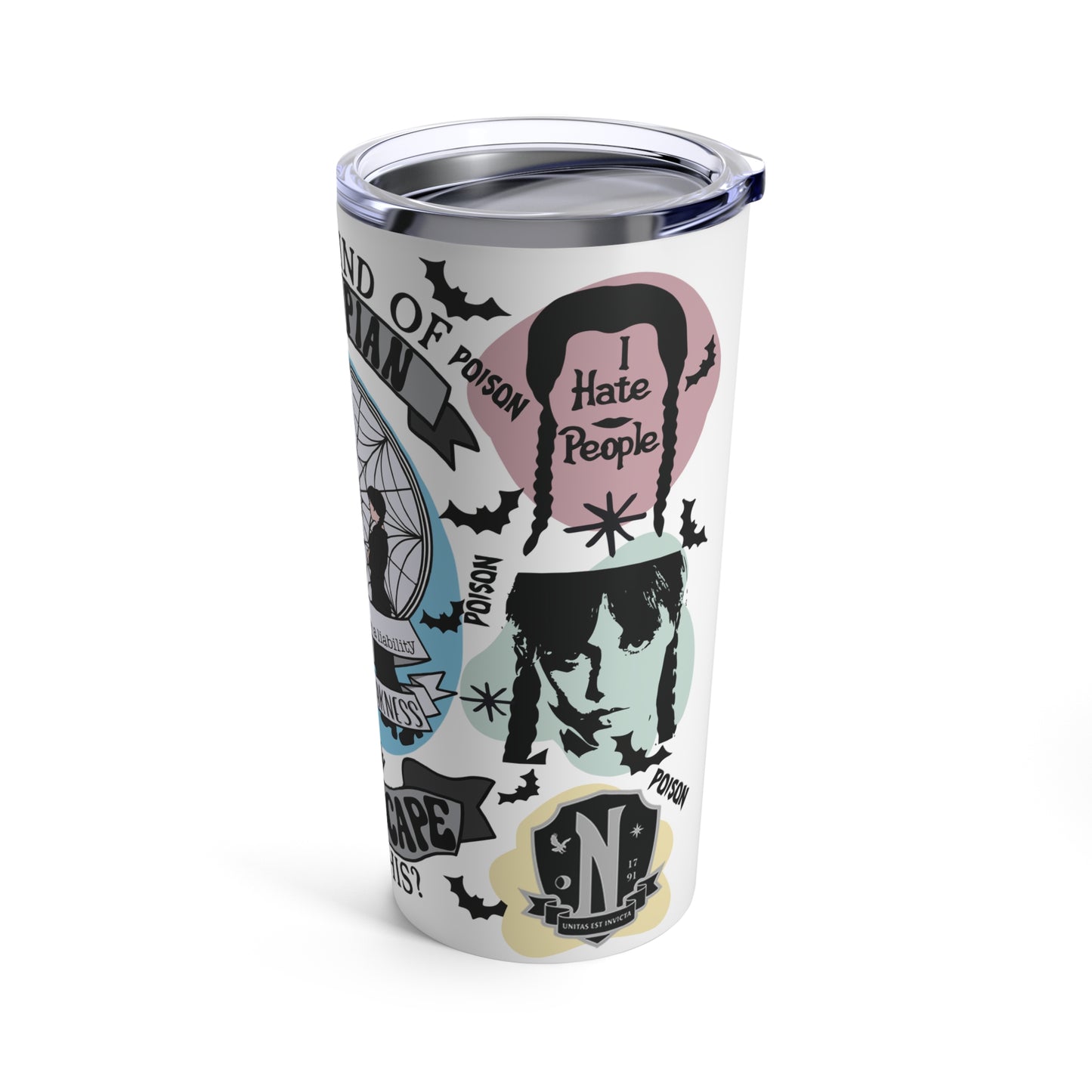 Wendseday Collage Skinny Steel Tumbler with Straw, 20oz