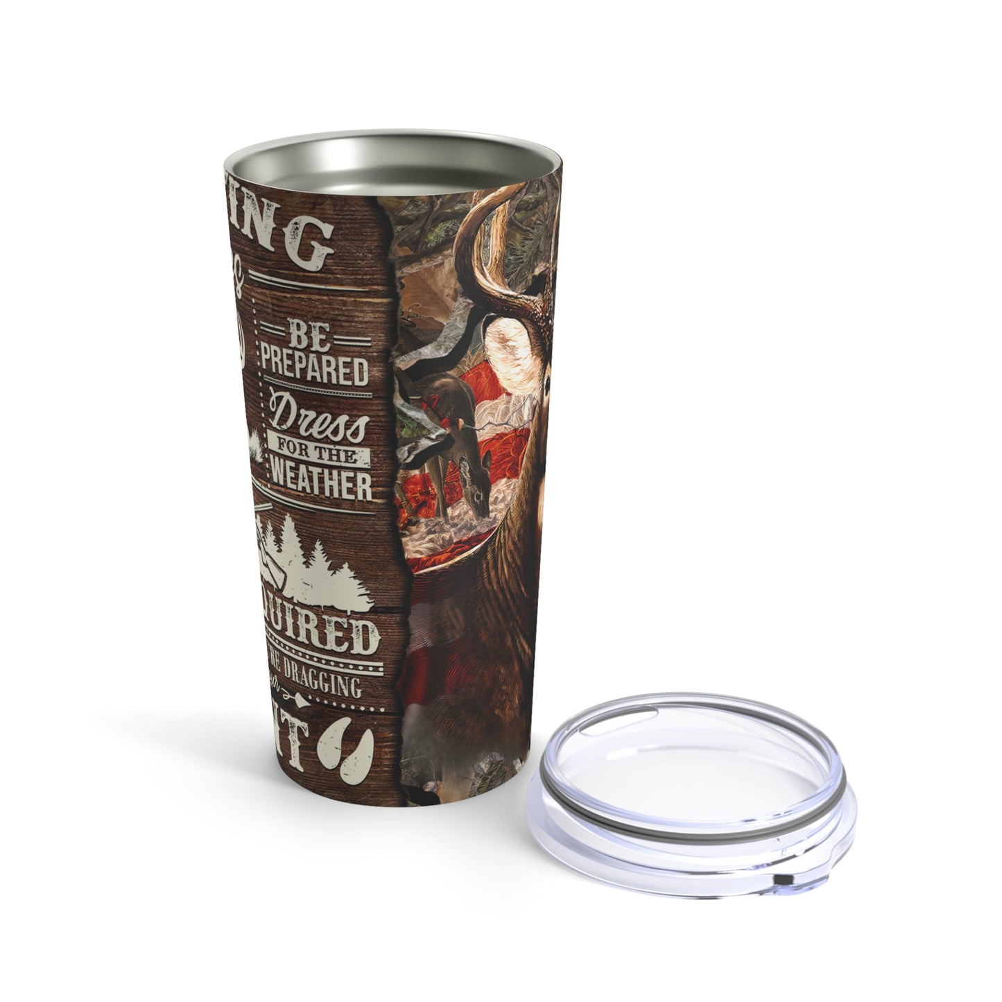 Hunting Rules Buck Skinny Steel Tumbler with Straw, 20oz