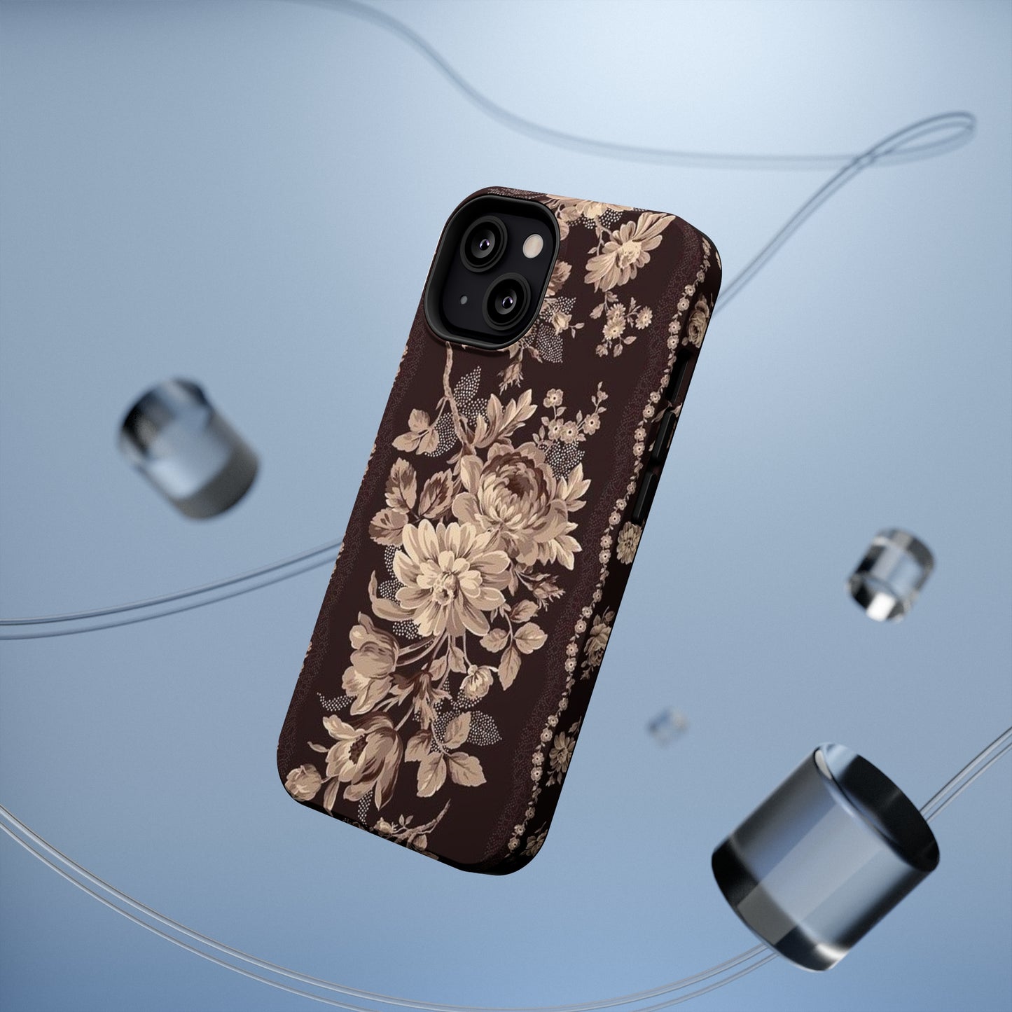 Cream Flower Print Impact-Resistant Cases