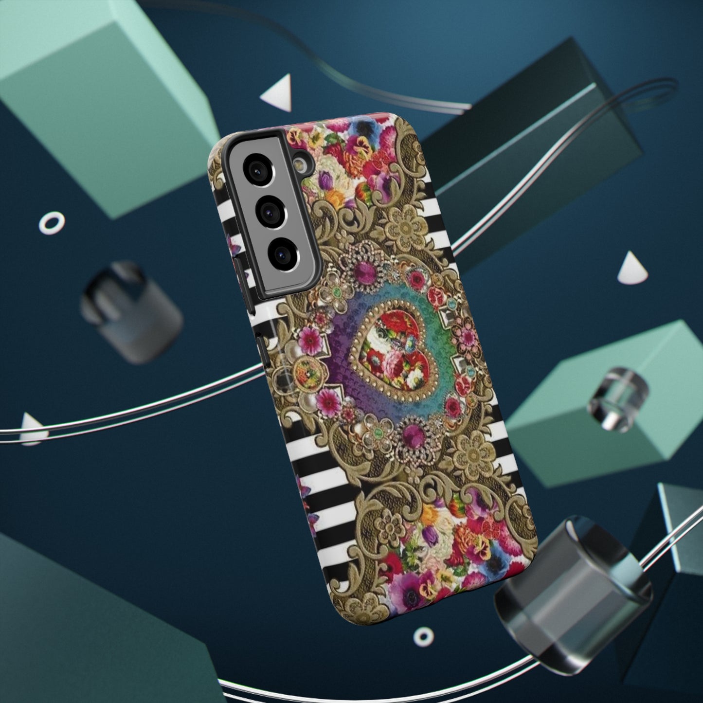 Jewel Heart Print Impact-Resistant Cases