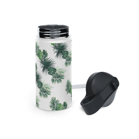 Palm Leaf Print, Stainless Steel Water Bottle, Standard Lid