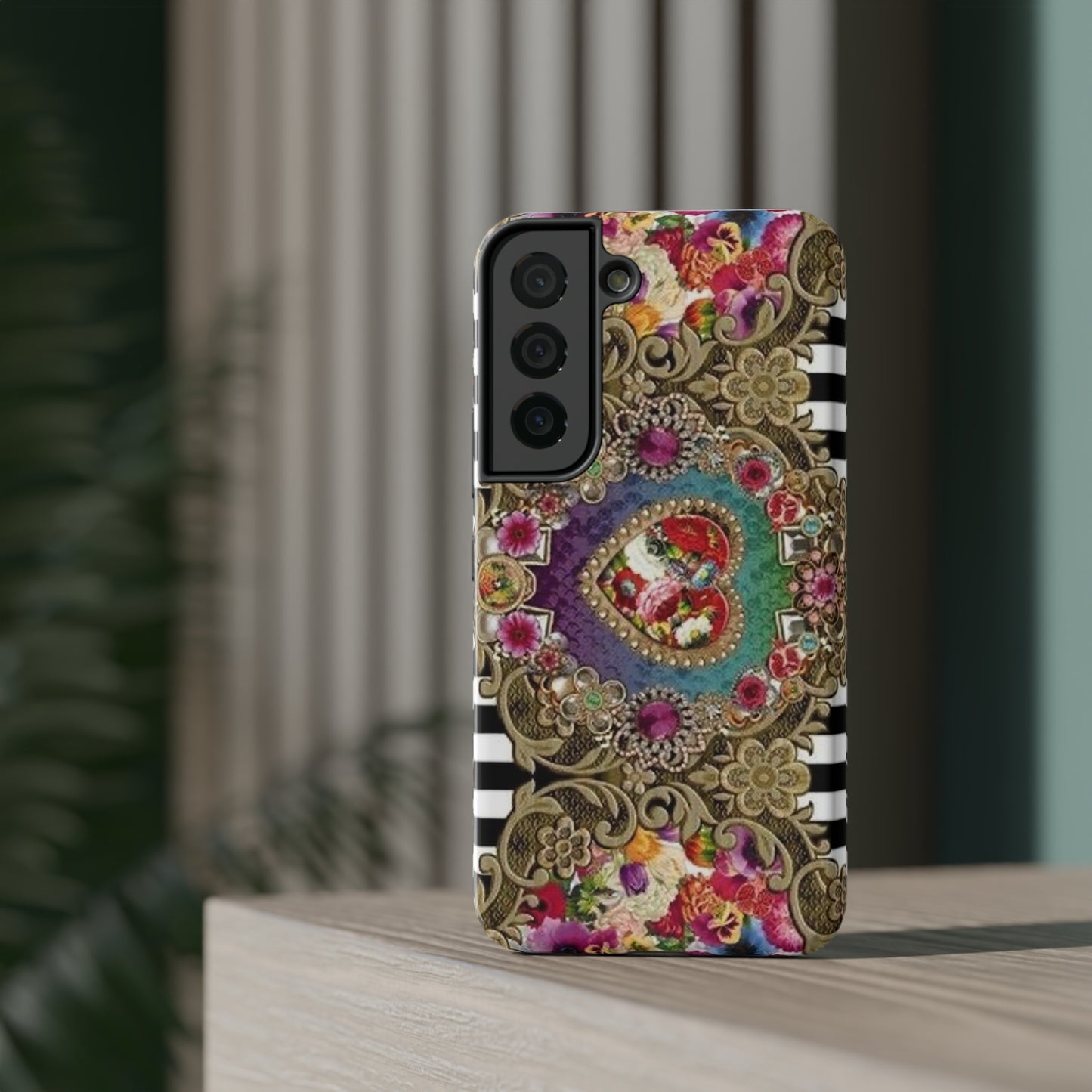 Jewel Heart Print Impact-Resistant Cases