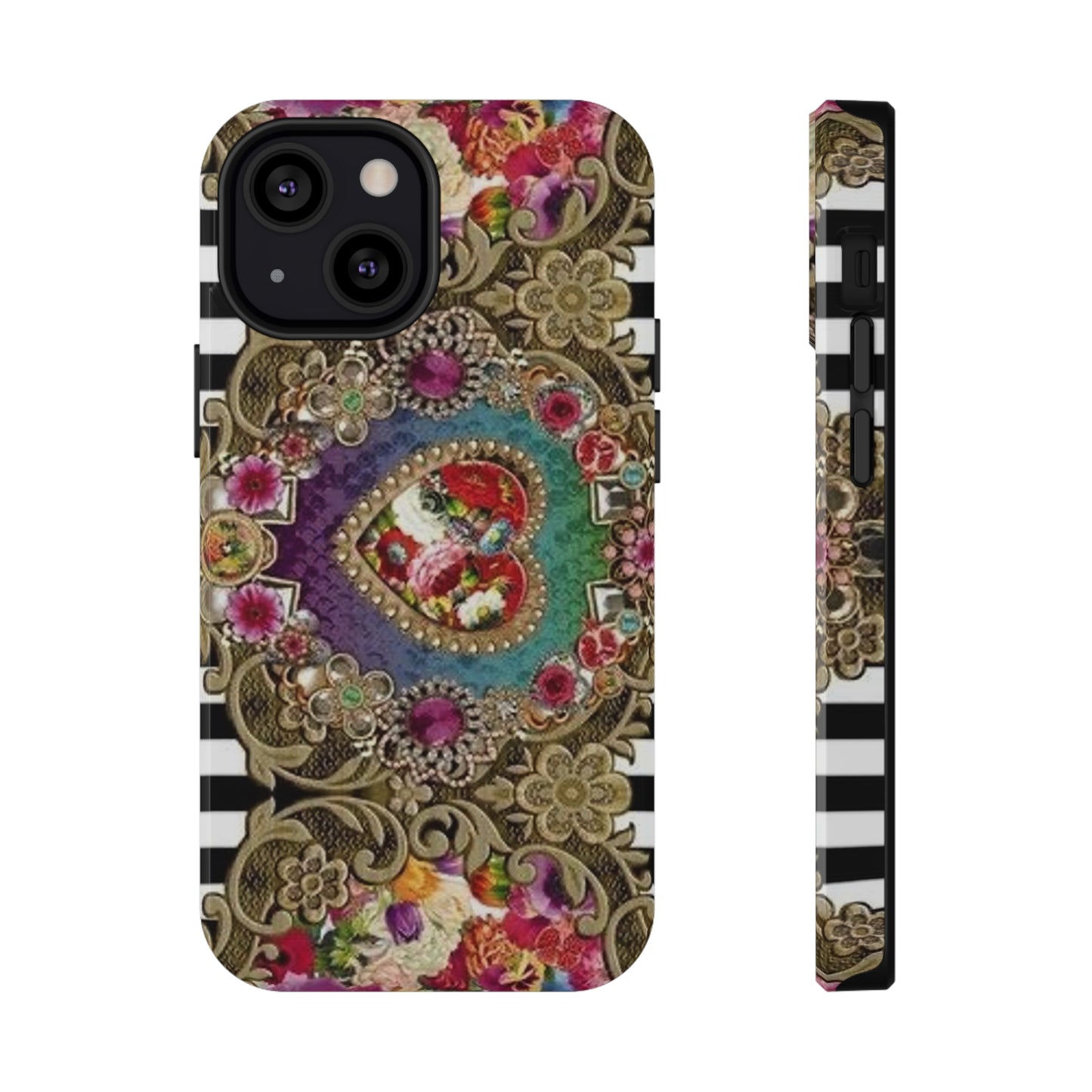 Jewel Heart Print Impact-Resistant Cases