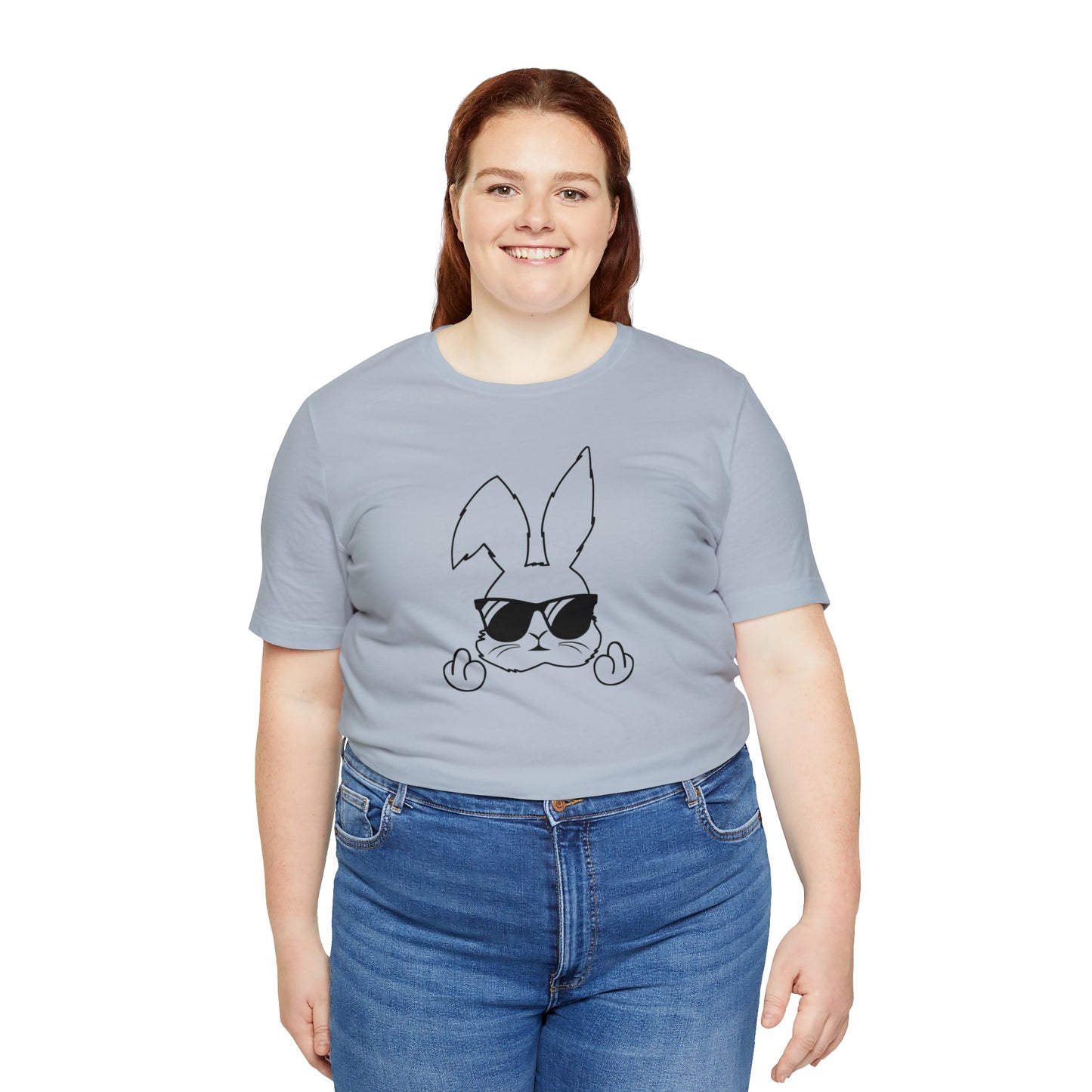 Flipping Bunny Print Jersey Short Sleeve Tee