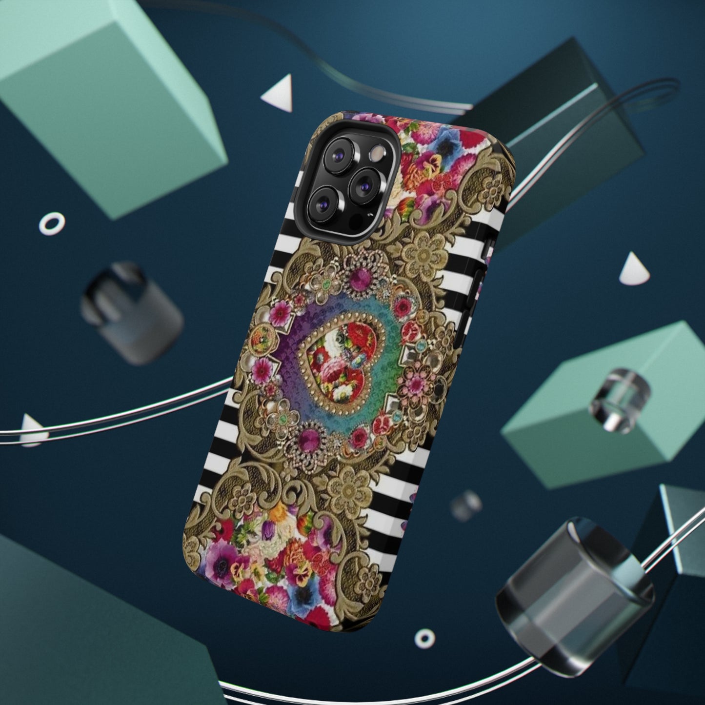 Jewel Heart Print Impact-Resistant Cases