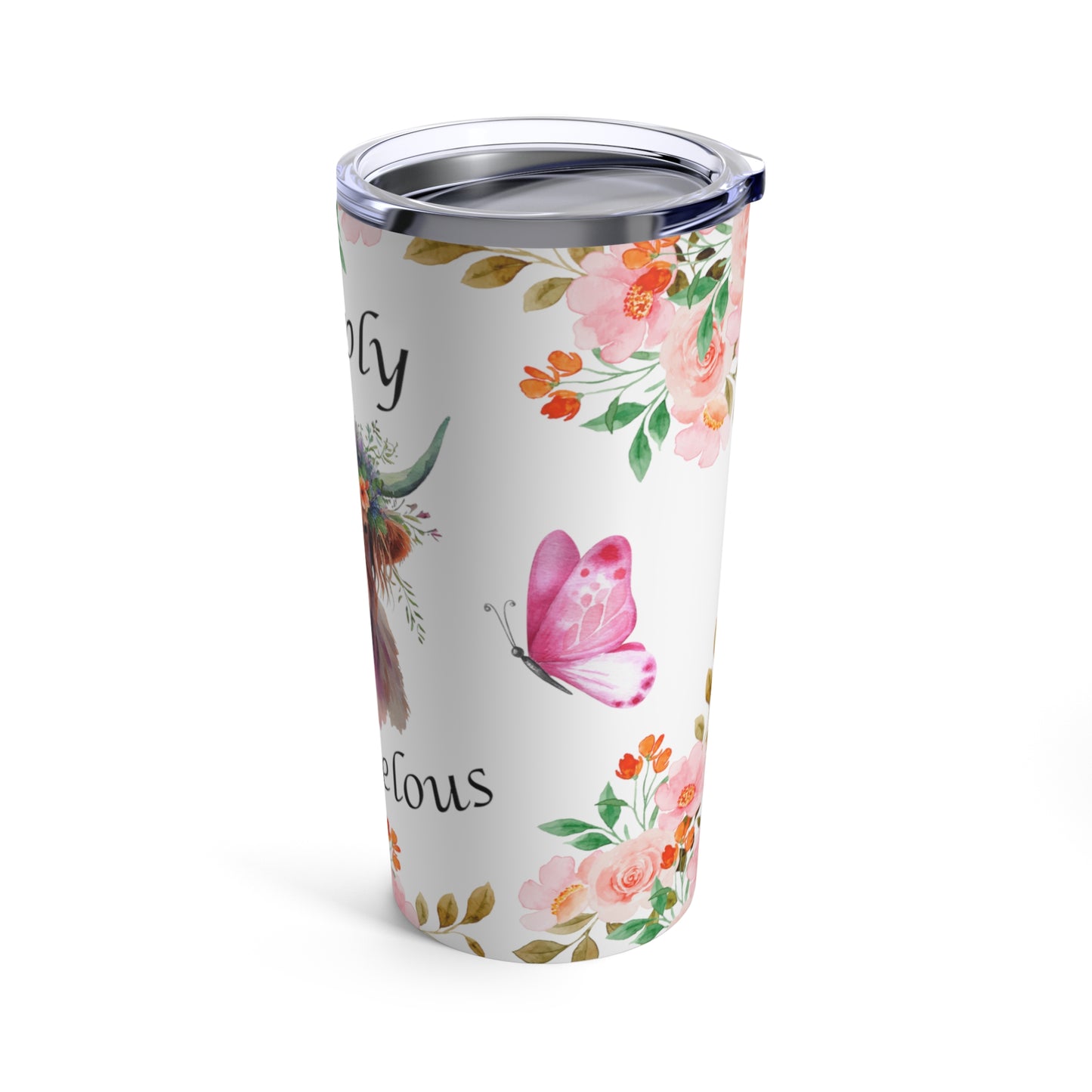 Simply Moo-Velous Print, Multi Colored Sunflower Print, Skinny Steel Tumbler with Straw, 20oz