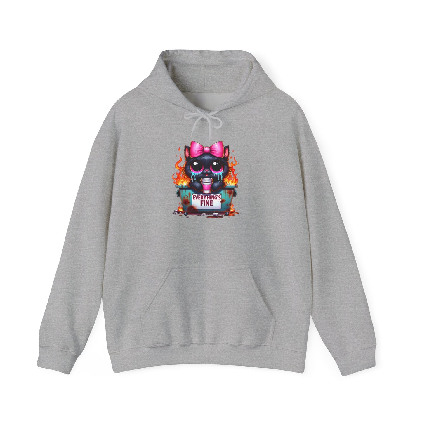 Flaming Kitty Hoodie - Everything’s Fine Unisex Sweatshirt