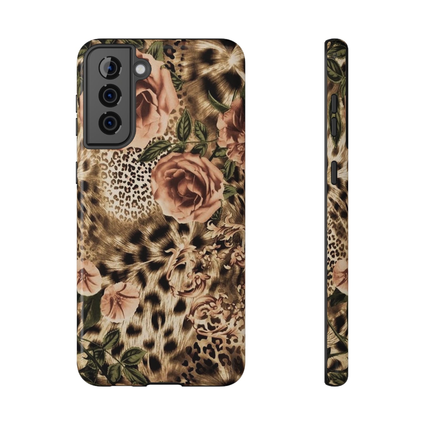 Leopard Rose Print Impact-Resistant Cases