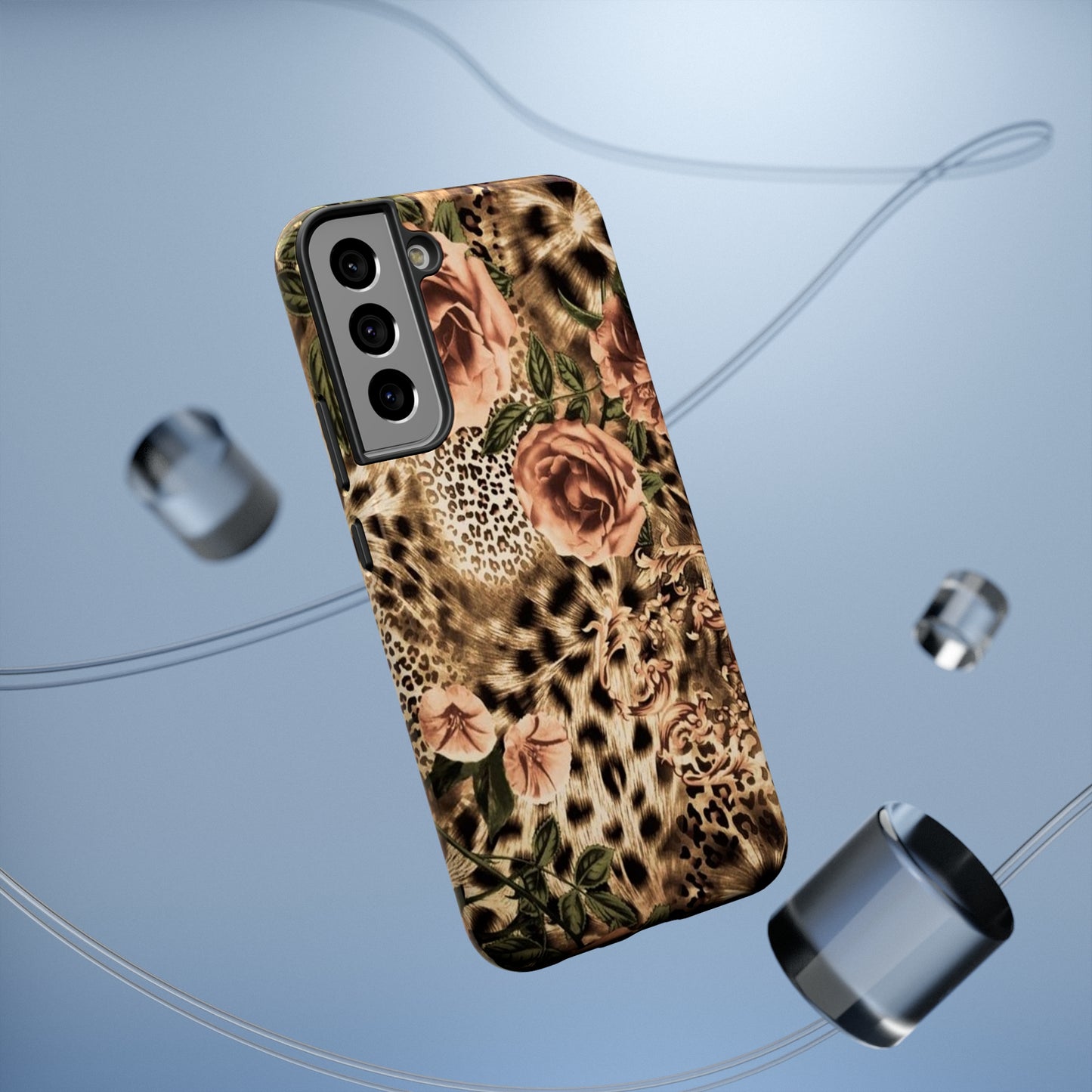 Leopard Rose Print Impact-Resistant Cases