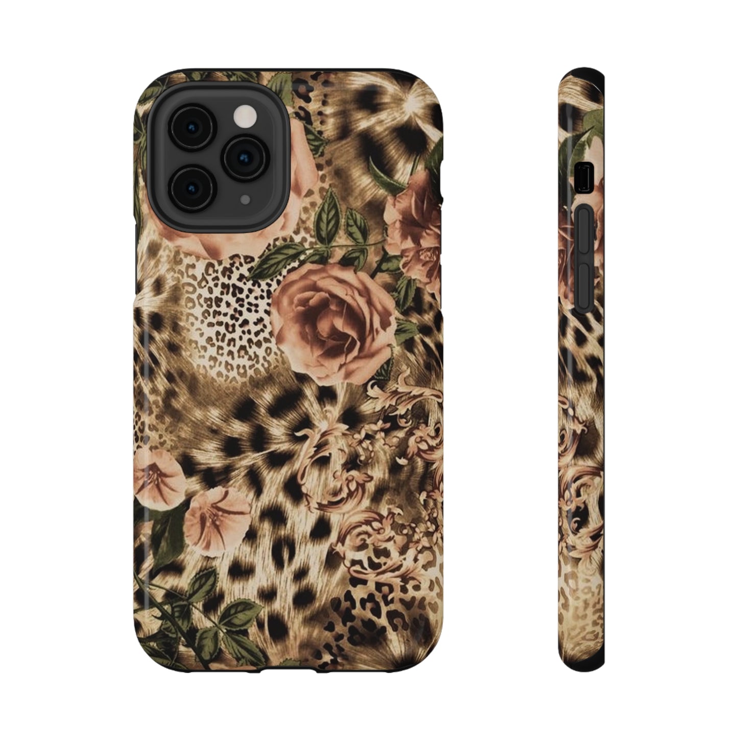 Leopard Rose Print Impact-Resistant Cases