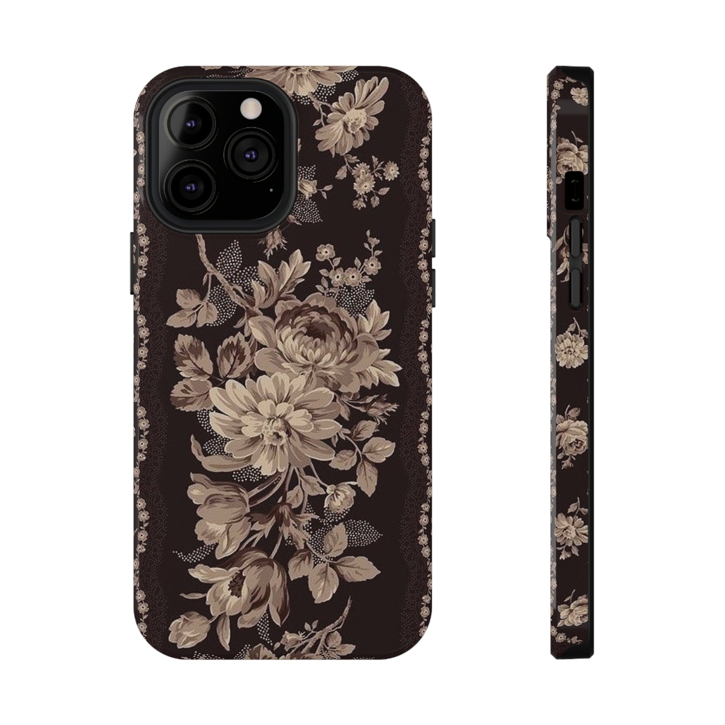 Cream Flower Print Impact-Resistant Cases