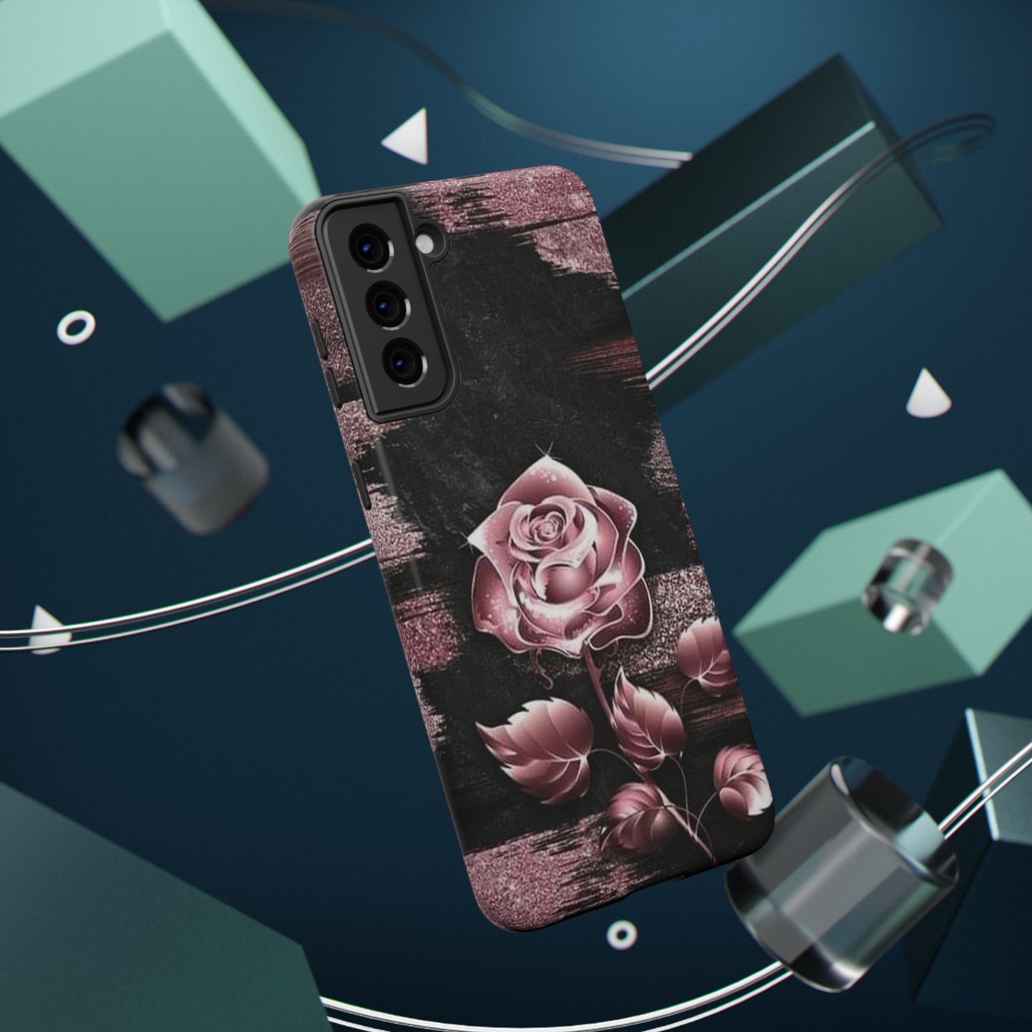 Pink Rose Print Impact-Resistant Cases