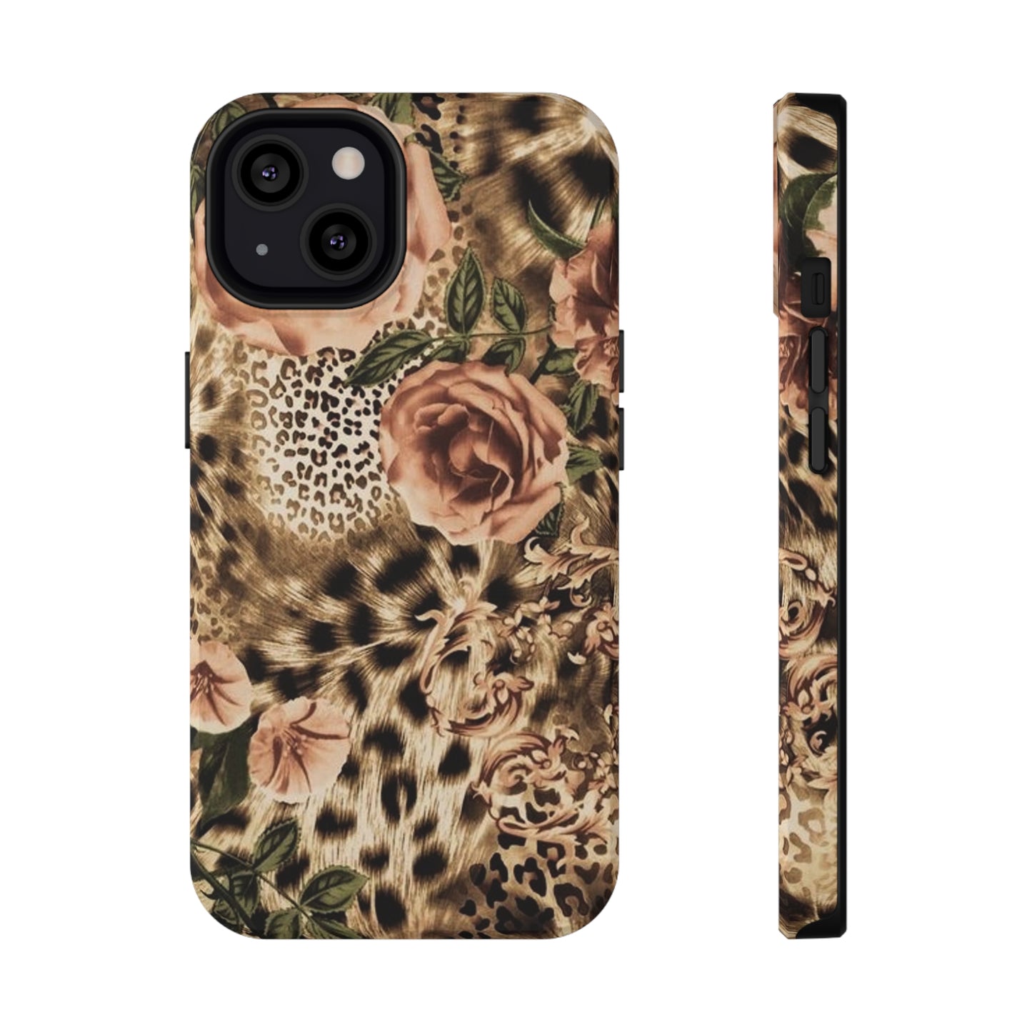 Leopard Rose Print Impact-Resistant Cases