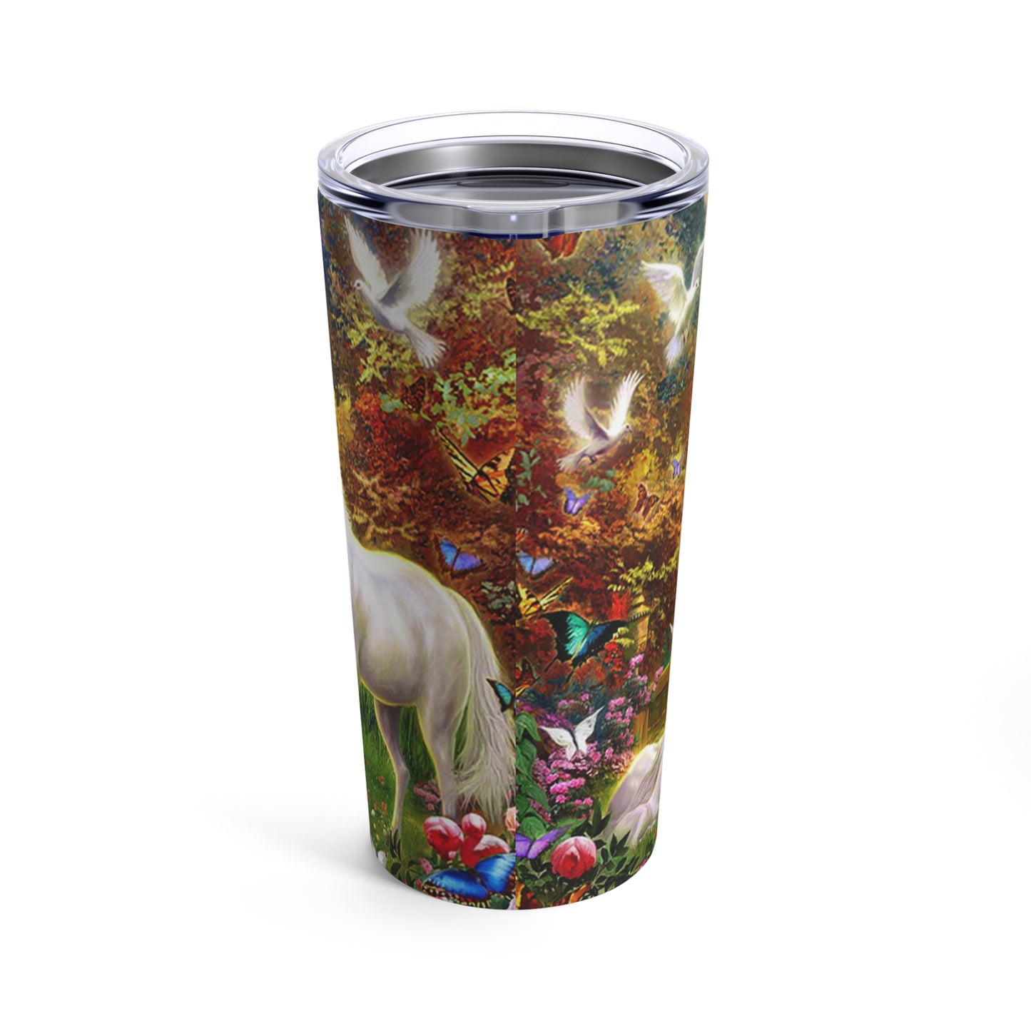 Mystical Unicorn Skinny Steel Tumbler with Straw, 20oz