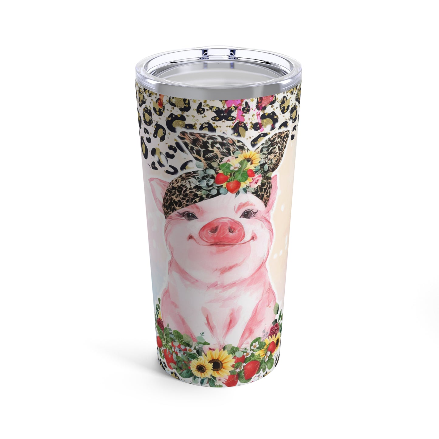 Flower Piglet Skinny Steel Tumbler with Straw, 20oz