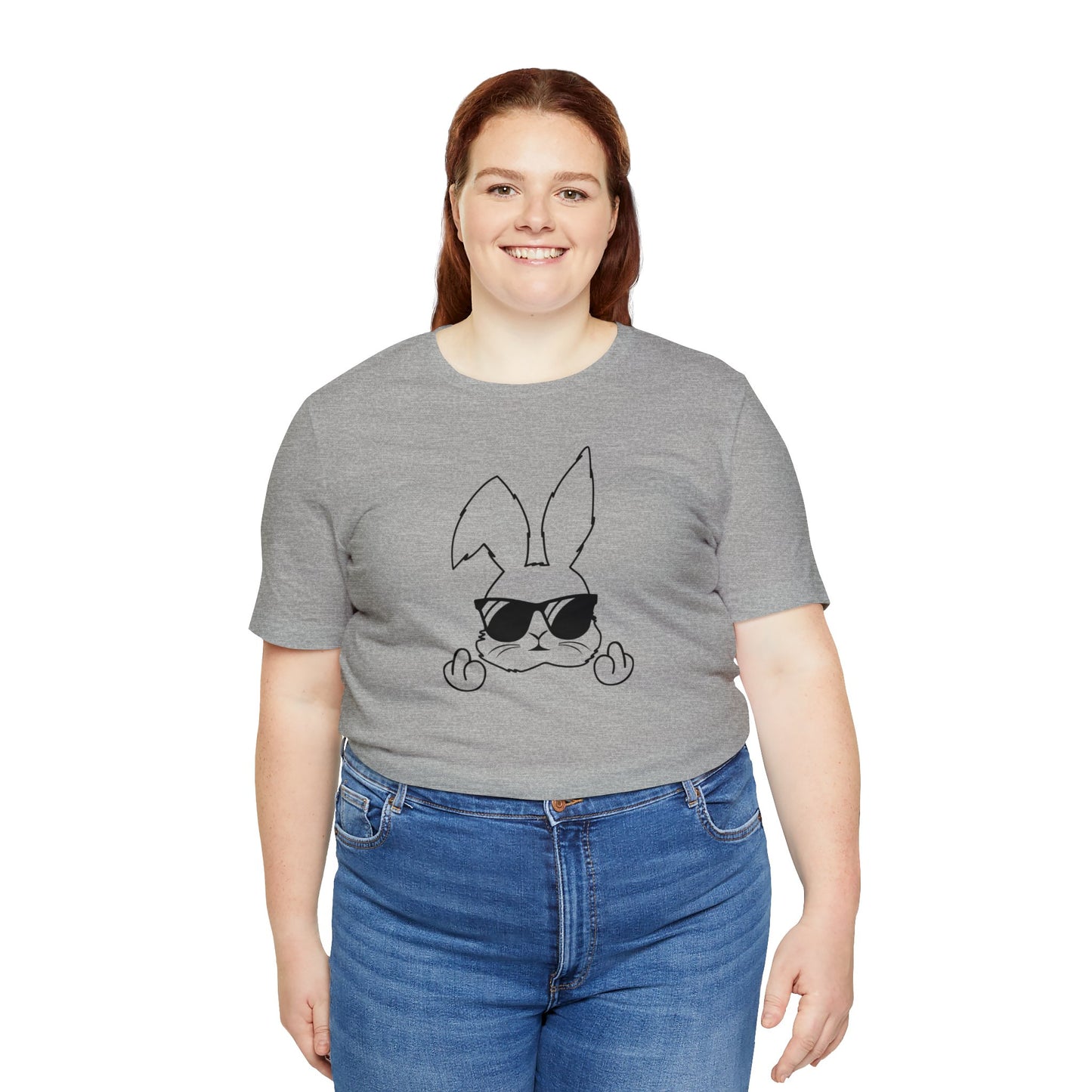 Flipping Bunny Print Jersey Short Sleeve Tee