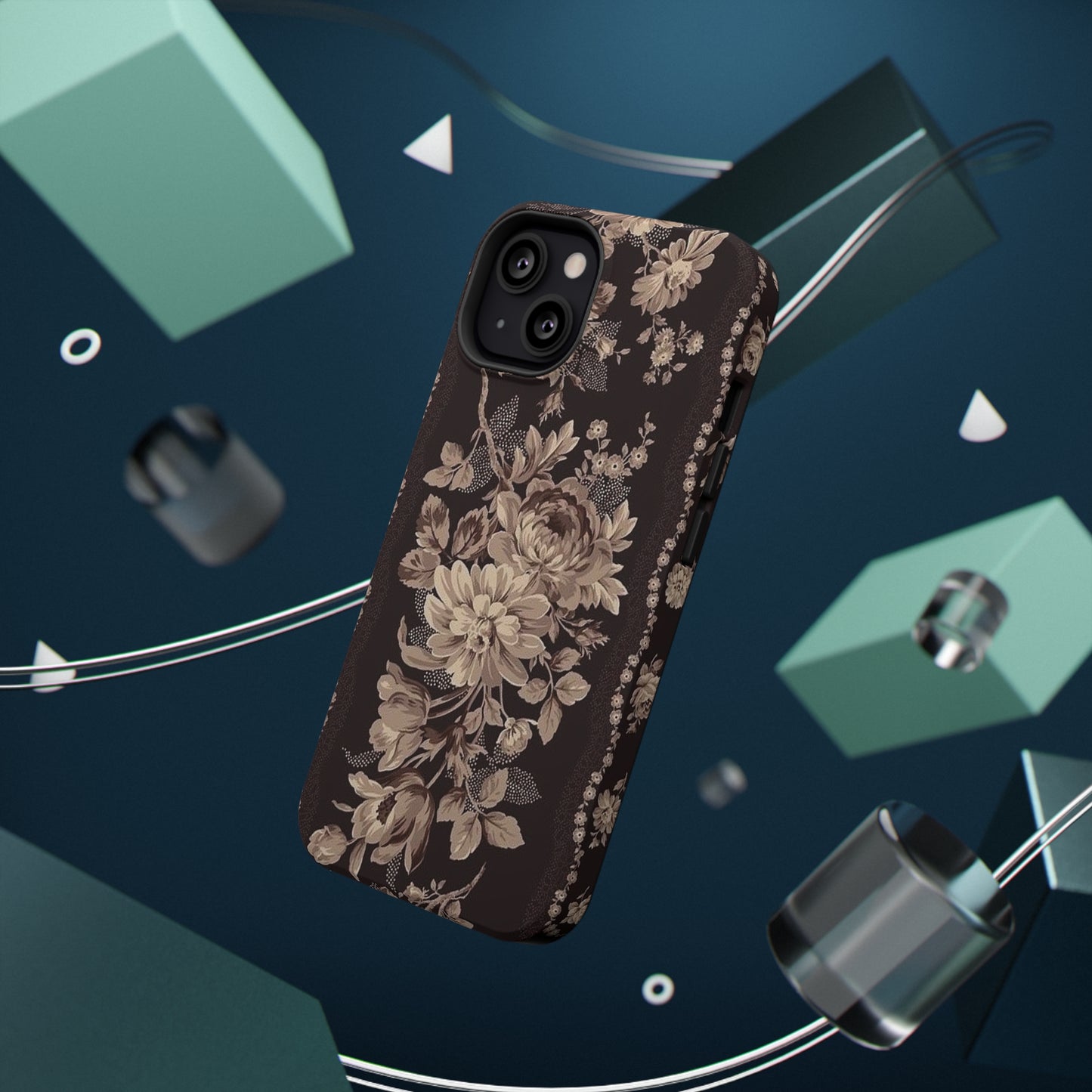 Cream Flower Print Impact-Resistant Cases