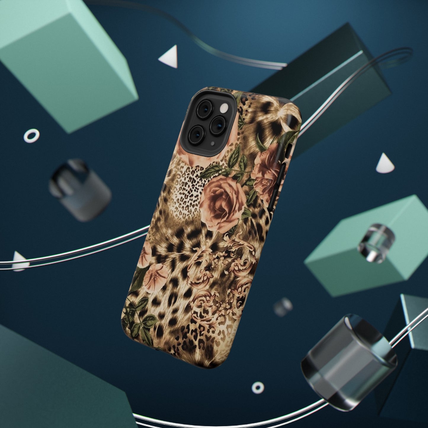 Leopard Rose Print Impact-Resistant Cases