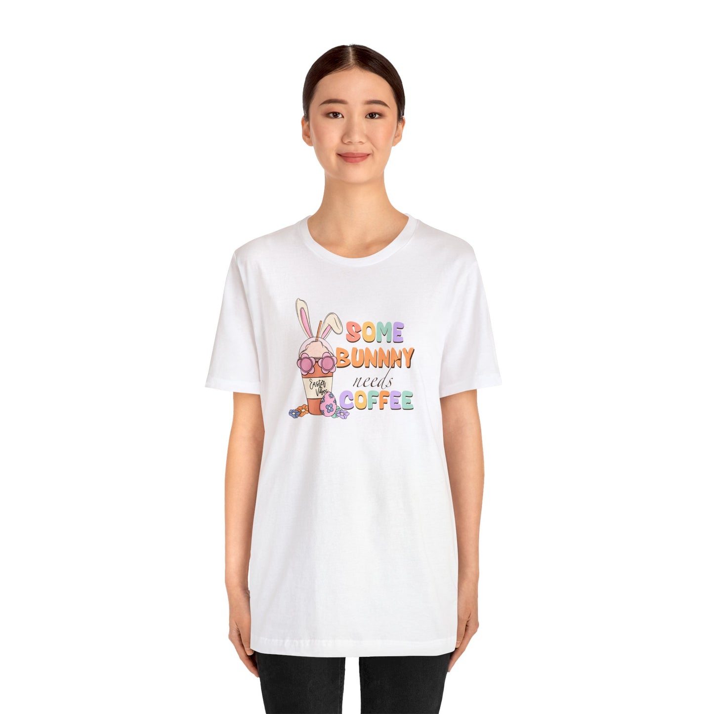 Some Bunny Needs Coffee Print Jersey Short Sleeve Tee