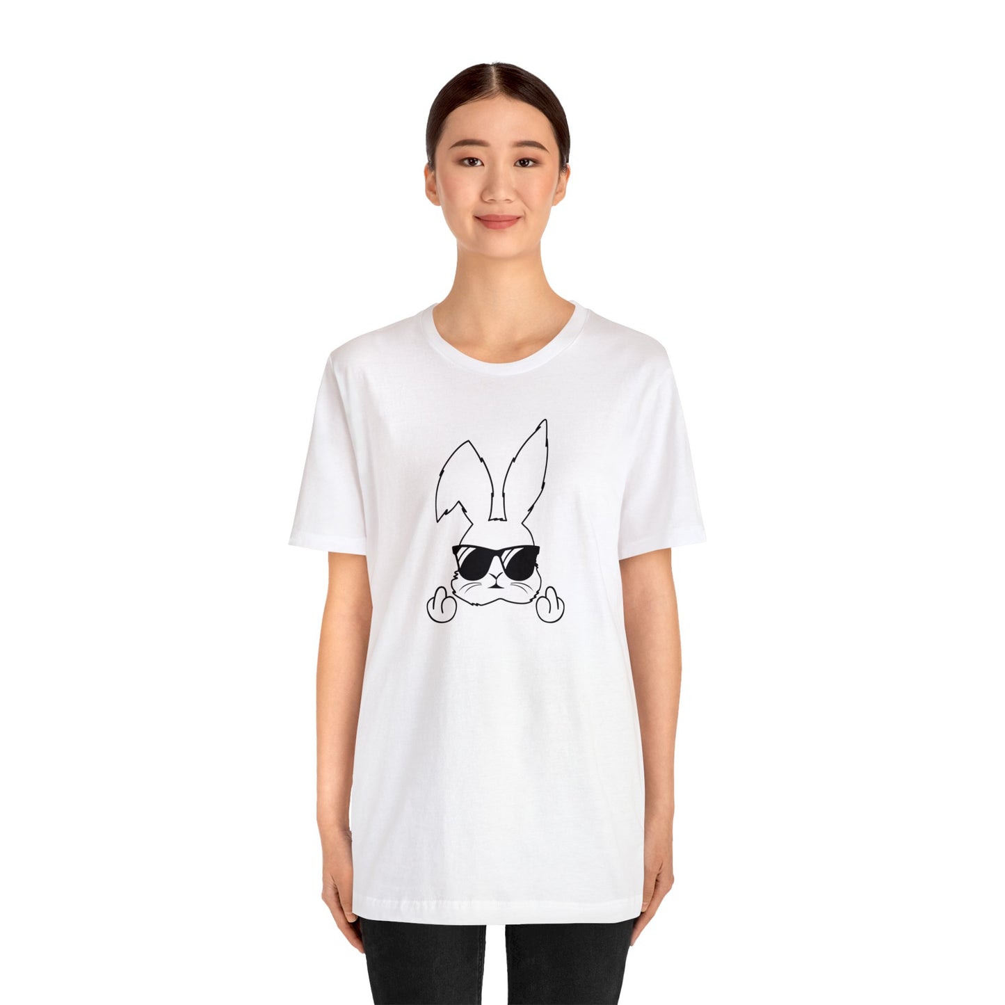 Flipping Bunny Print Jersey Short Sleeve Tee