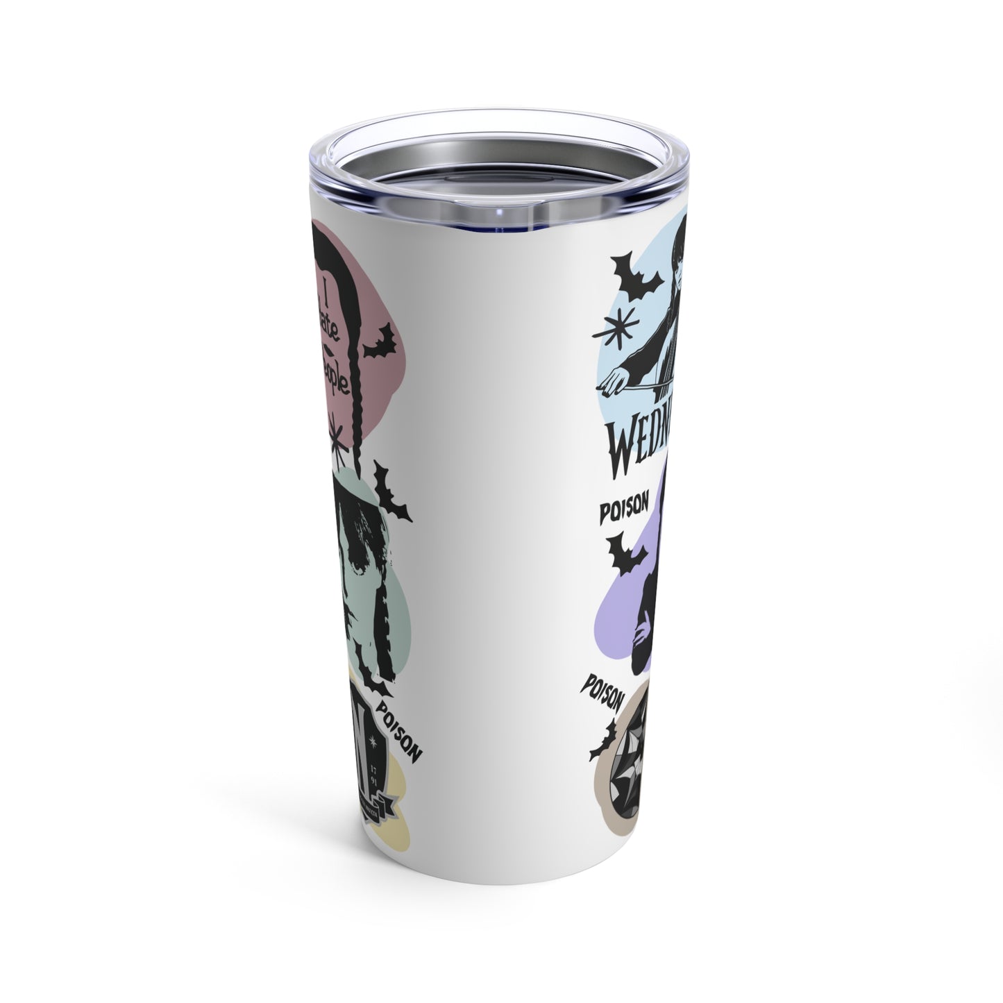 Wendseday Collage Skinny Steel Tumbler with Straw, 20oz