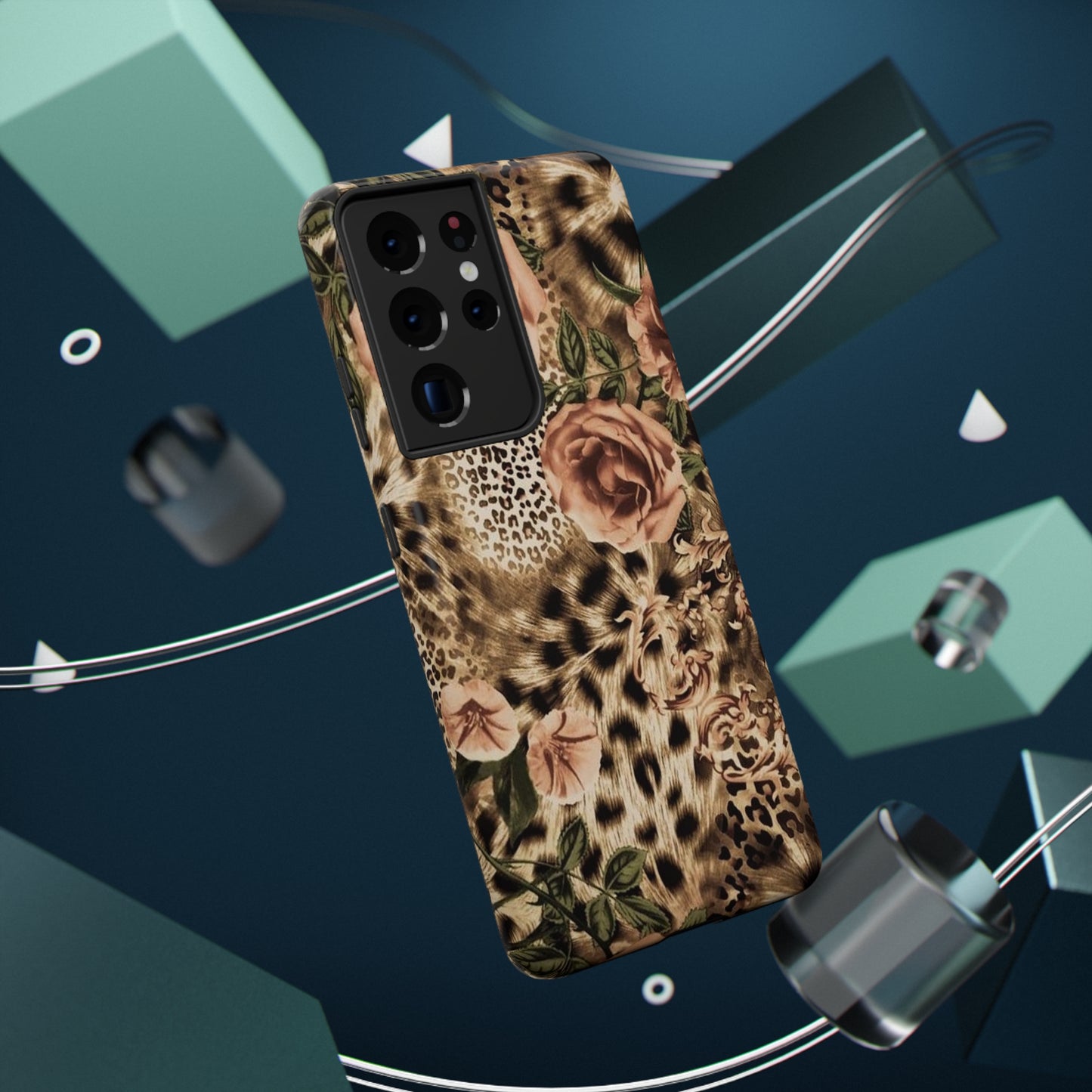Leopard Rose Print Impact-Resistant Cases