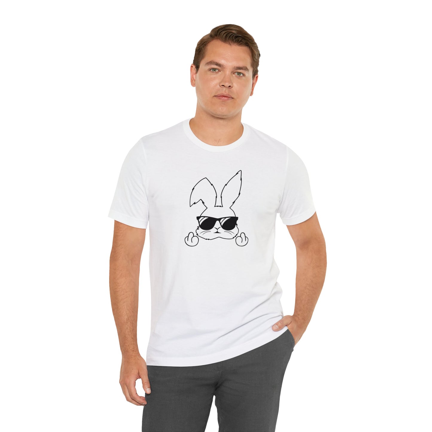 Flipping Bunny Print Jersey Short Sleeve Tee