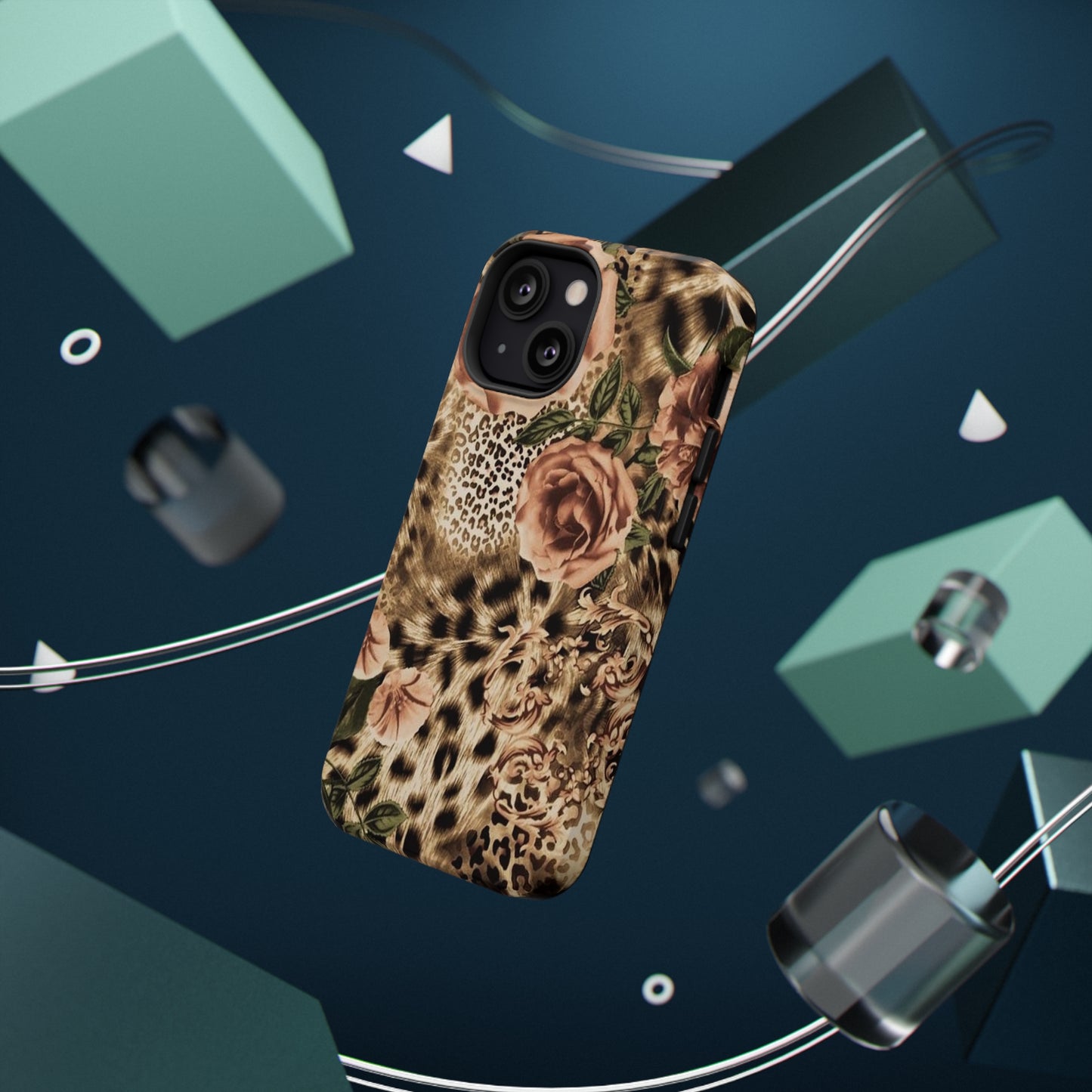 Leopard Rose Print Impact-Resistant Cases