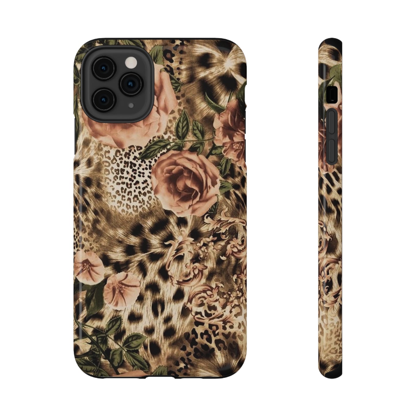 Leopard Rose Print Impact-Resistant Cases