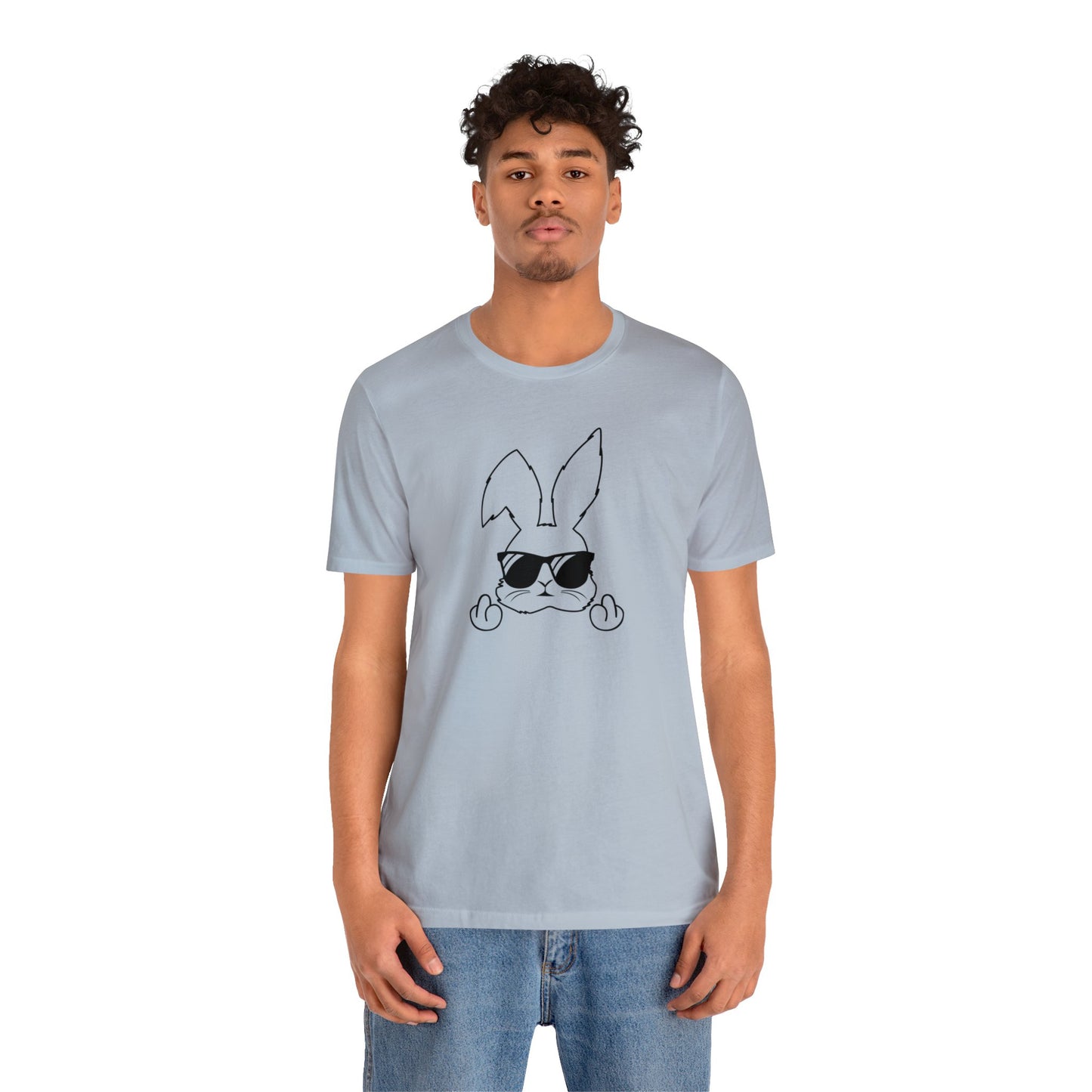 Flipping Bunny Print Jersey Short Sleeve Tee