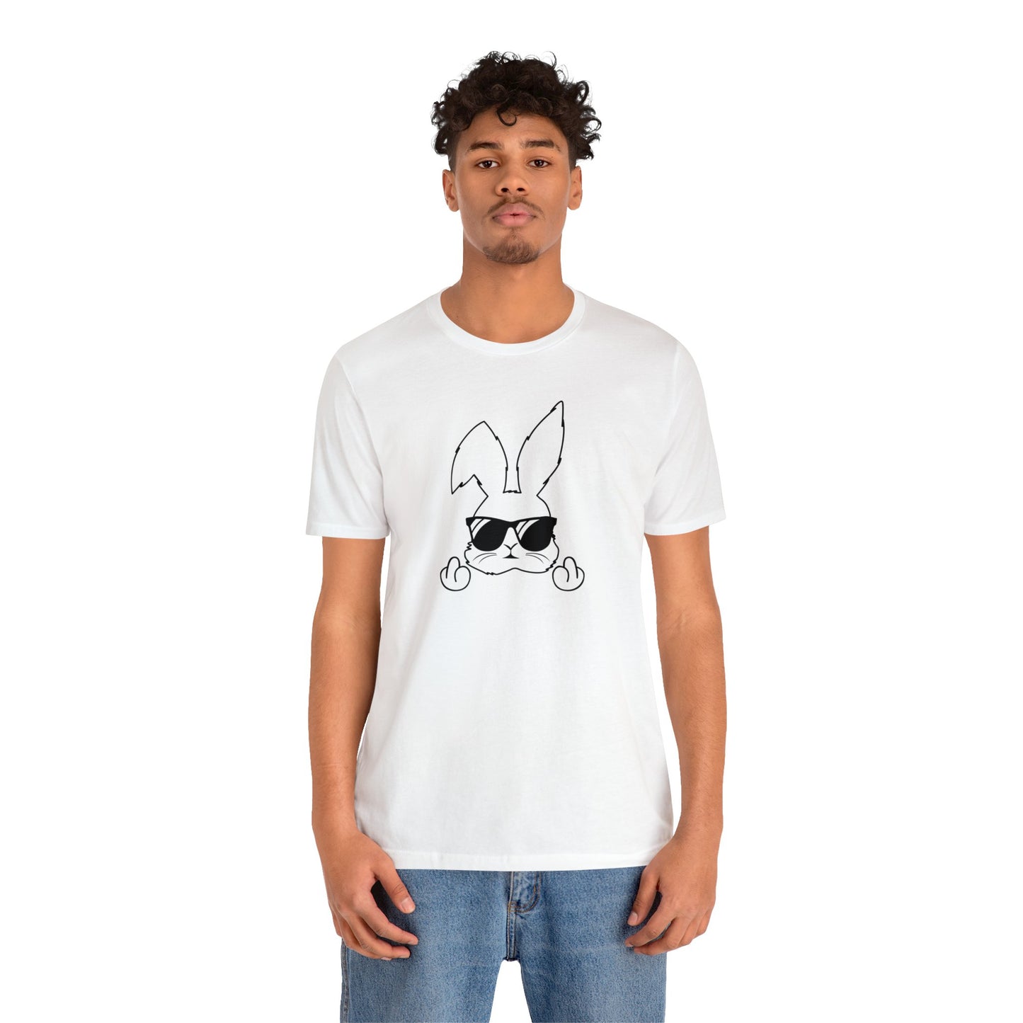 Flipping Bunny Print Jersey Short Sleeve Tee