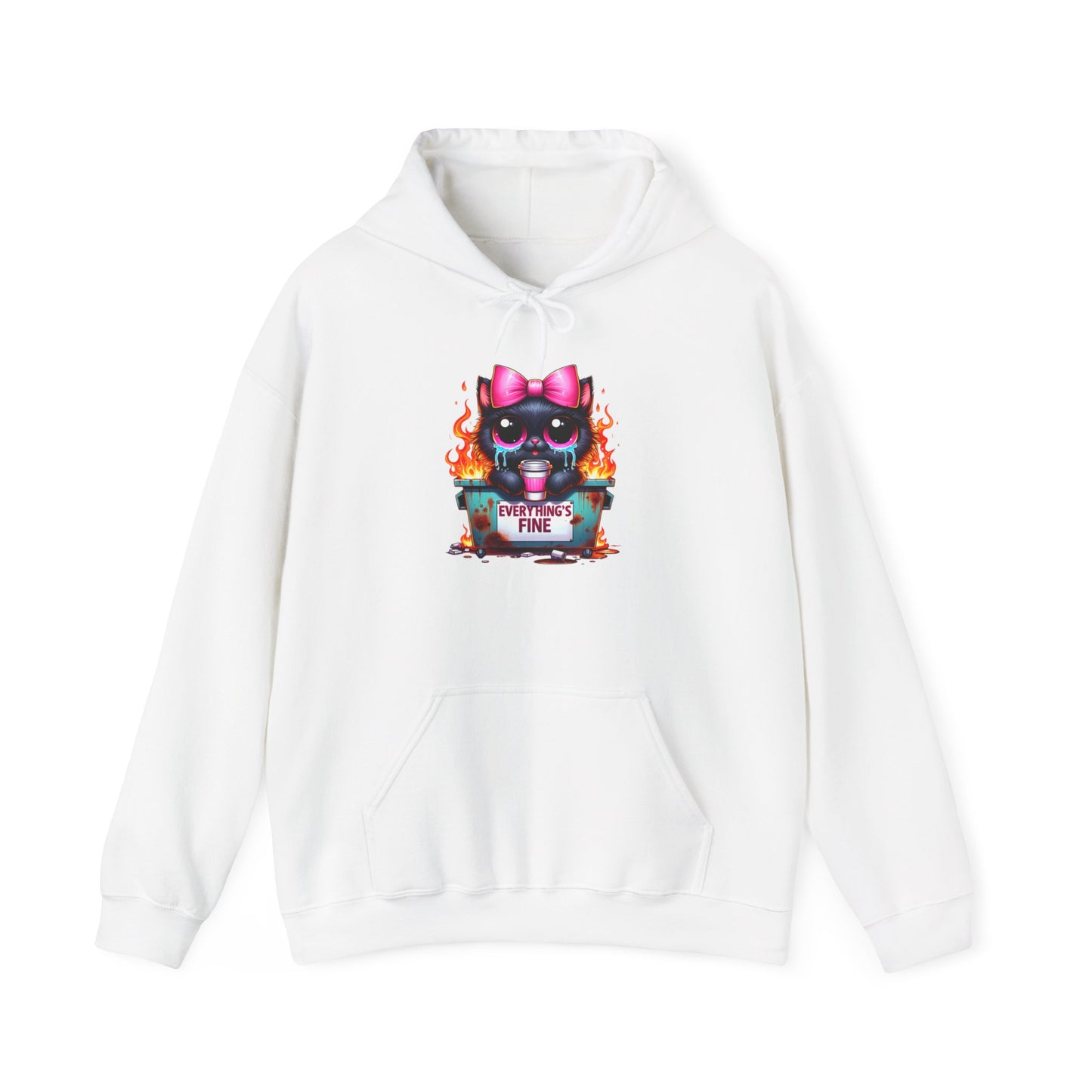 Flaming Kitty Hoodie - Everything’s Fine Unisex Sweatshirt