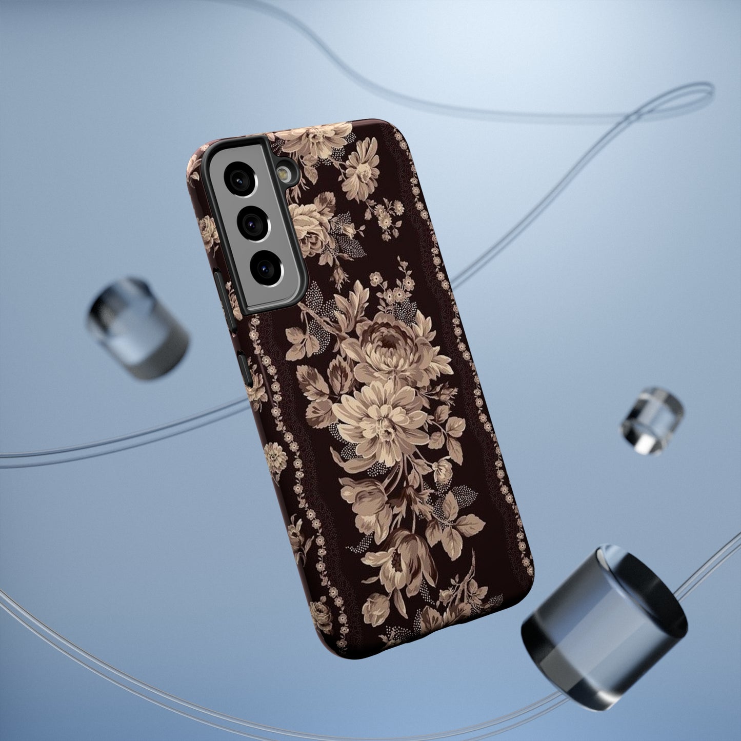 Cream Flower Print Impact-Resistant Cases